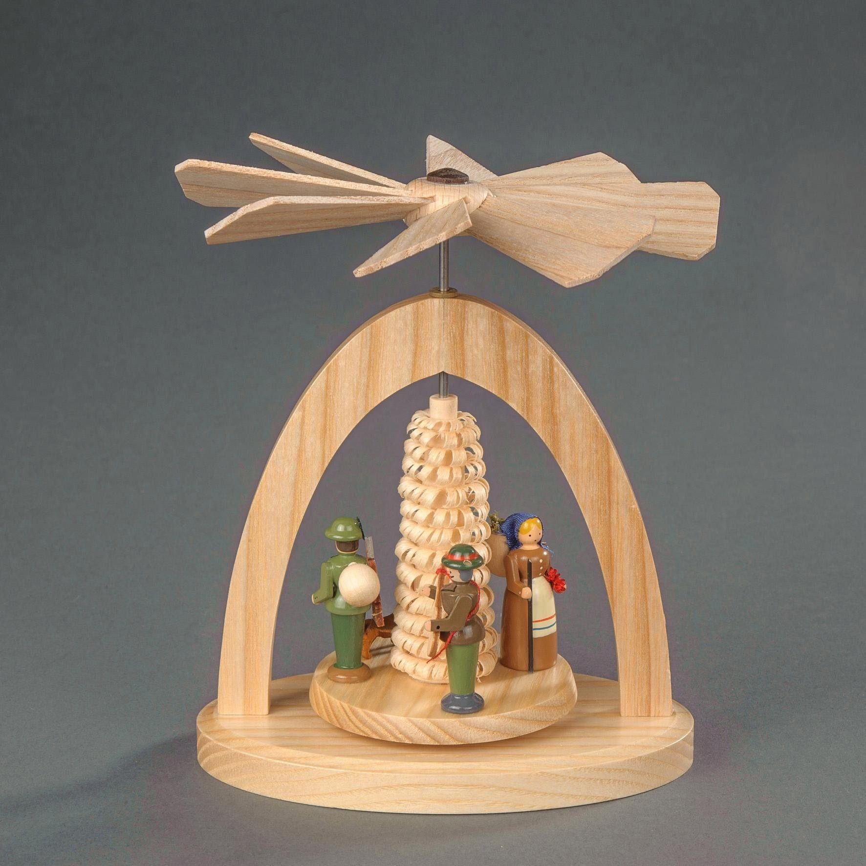 Albin Preissler Weihnachtspyramide Wärmespiel "Förster mit Hund", Handwerkskunst aus dem Erzgebirge, Weihnachtsdeko aus Eschenholz