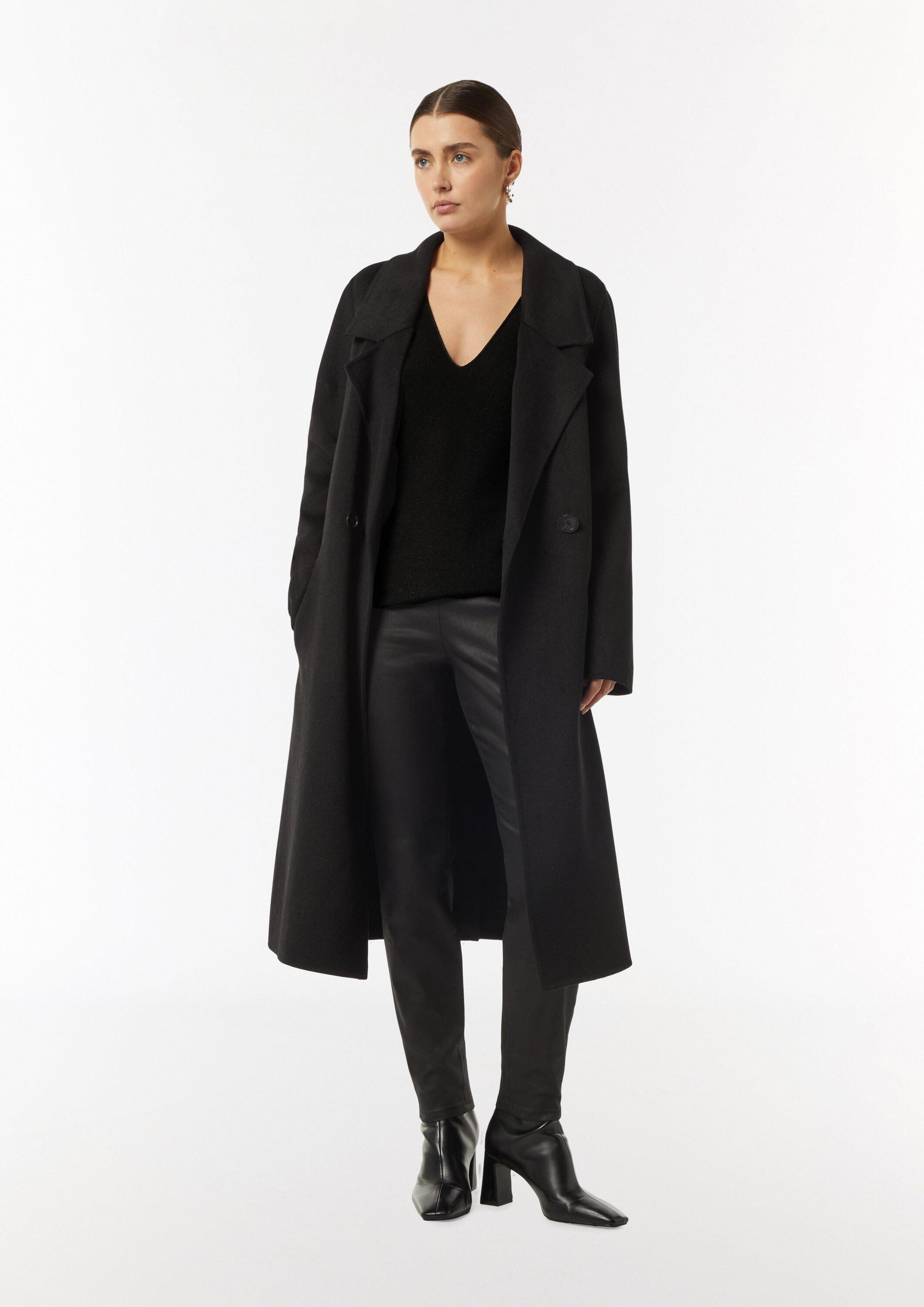 comma Longpullover Strickpullover Feinstrickpullover mit seitlich geschlitztem Saum