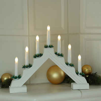 MARELIDA LED Schwibbogen LED Lichterbogen Weihnachtsleuchter 7 Kerzen Batteriebetrieb L: 39cm (1-tlg)