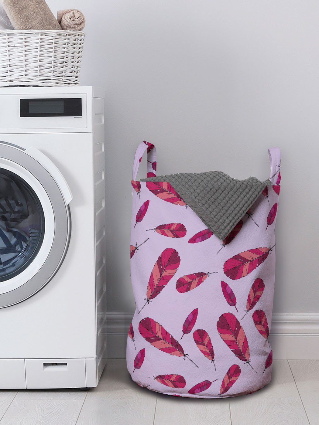 Abakuhaus Wäschesäckchen Wäschekorb mit Gefieder Kordelzugverschluss in für warmen Griffen der Waschsalons, Gefieder Farben