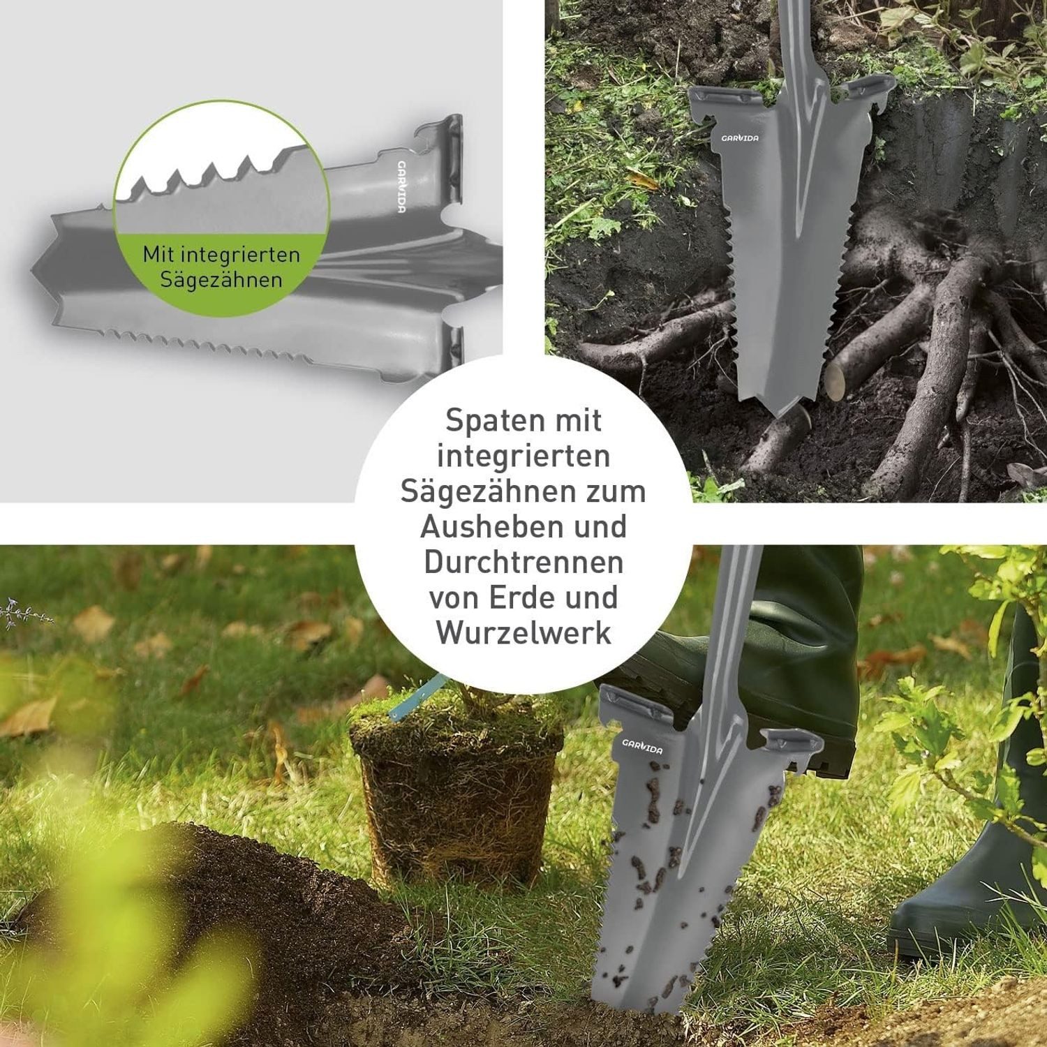 GARVIDA Spaten Wurzelspaten Wurzelsäge Spaten Säge Gärtnerspaten V-Klingens günstig online kaufen