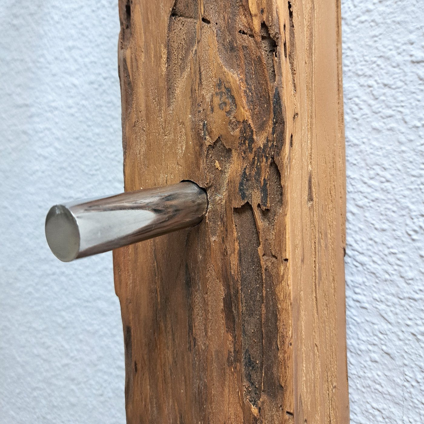 Möbel Akut Wandgarderobe Wandgarderobe 145 cm Teakholz mit 3 Haken B/H/T: 34/145/30 cm – Bild 3 von 4