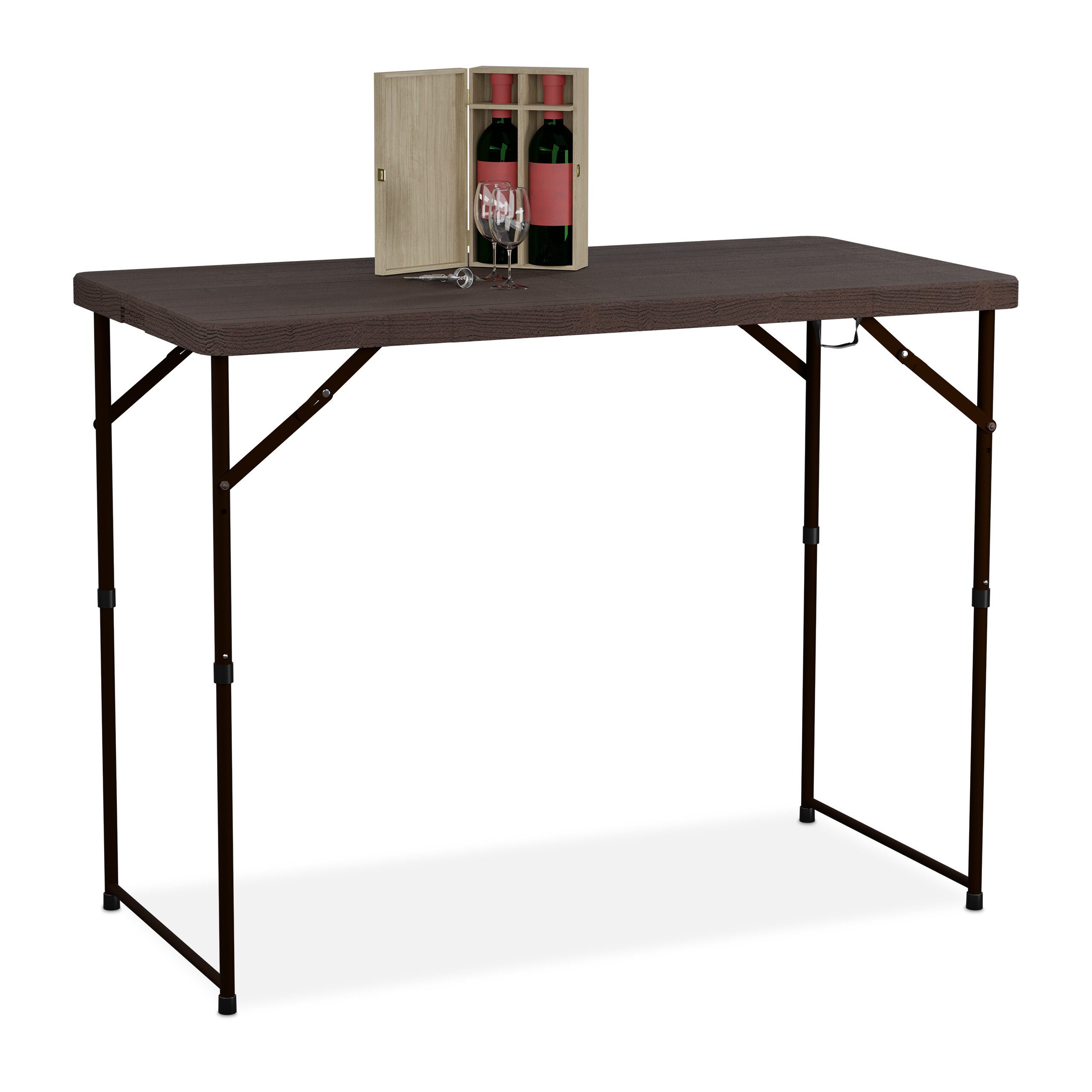 relaxdays Gartentisch klappbar höhenverstellbar, Braun günstig online kaufen