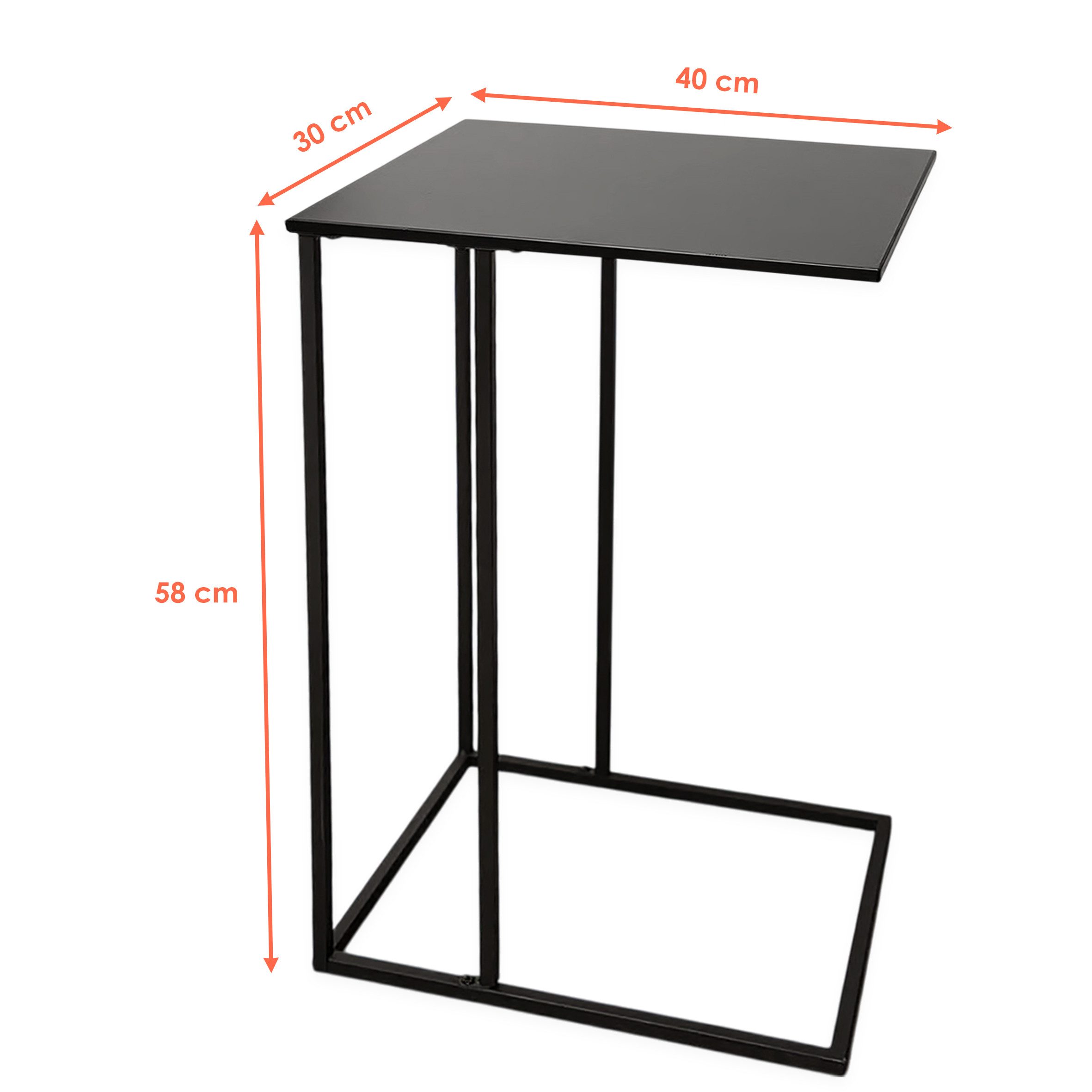 Spetebo Beistelltisch Metall Couchtisch in schwarz 58 x 40 cm (Anazhl, 1-St., Tisch), in C Form