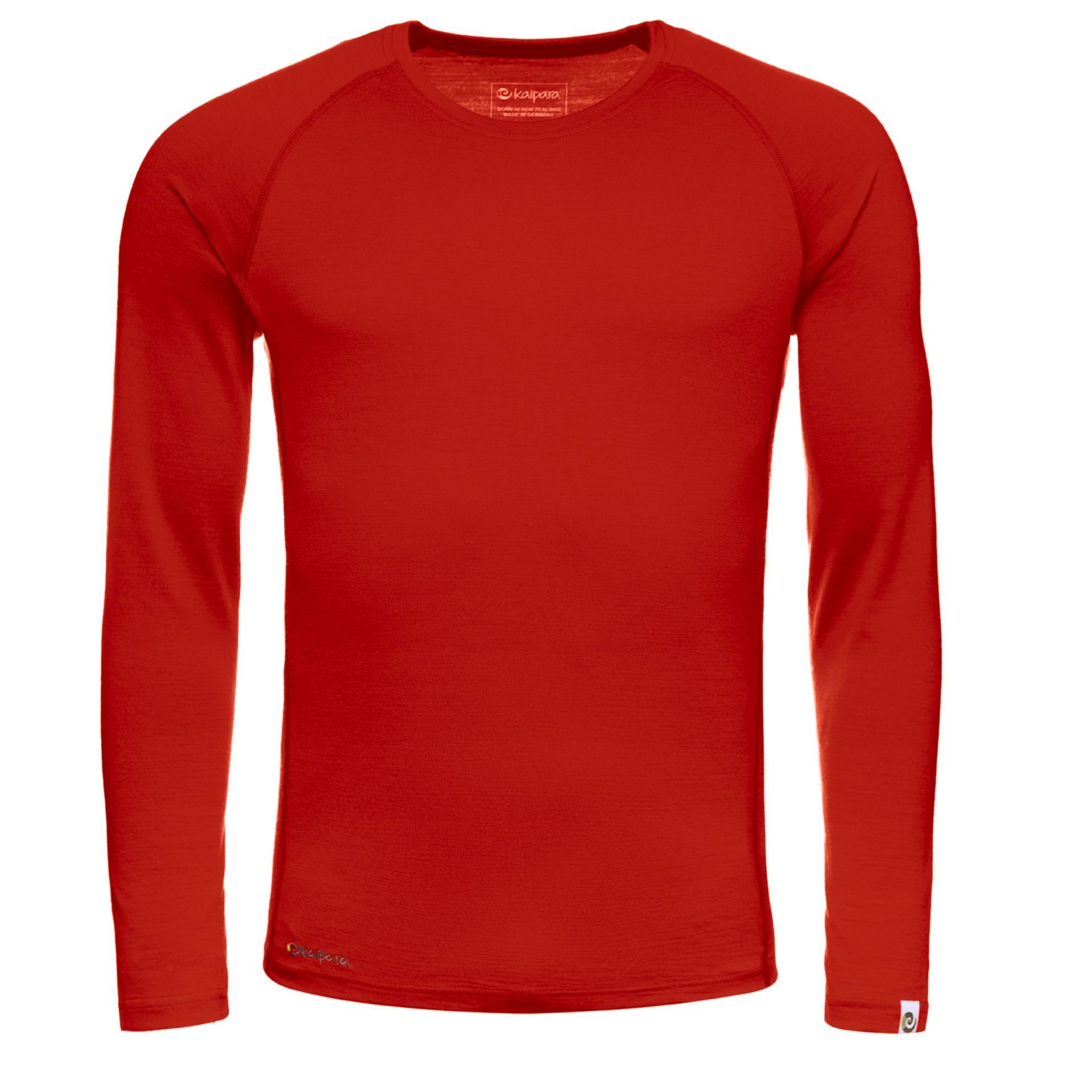 Sportswear Merinowolle 200 Made in Merino Germany Slimfit Red Kaipara Raglan reiner aus Cherry Longsleeve (1-tlg) - Merino Herren Langarmshirt