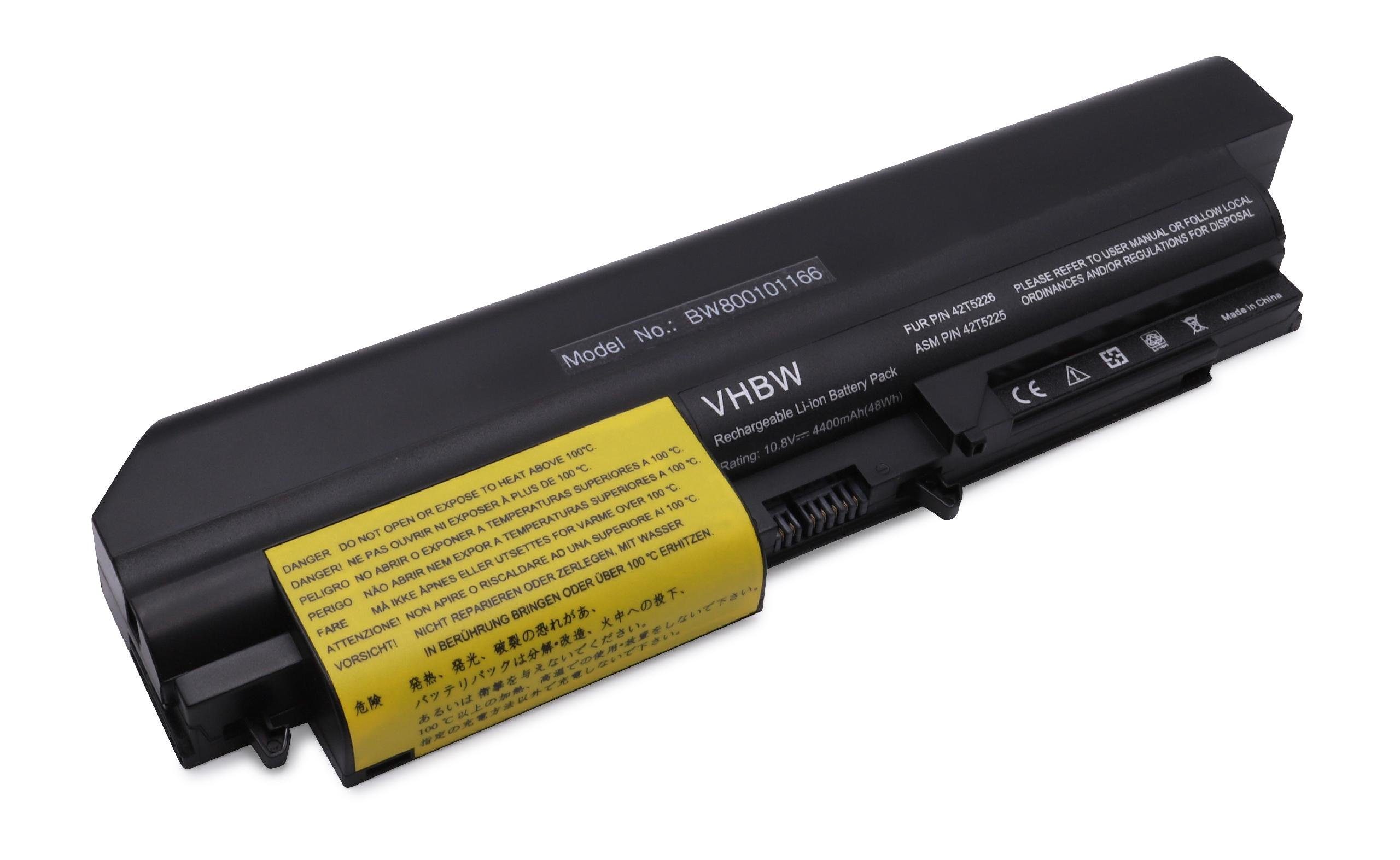 vhbw kompatibel mit IBM Lenovo ThinkPad R400 14.1' Widescreen, T400 14.1' Laptop-Akku Li-Ion 4400 mAh (10,8 V)