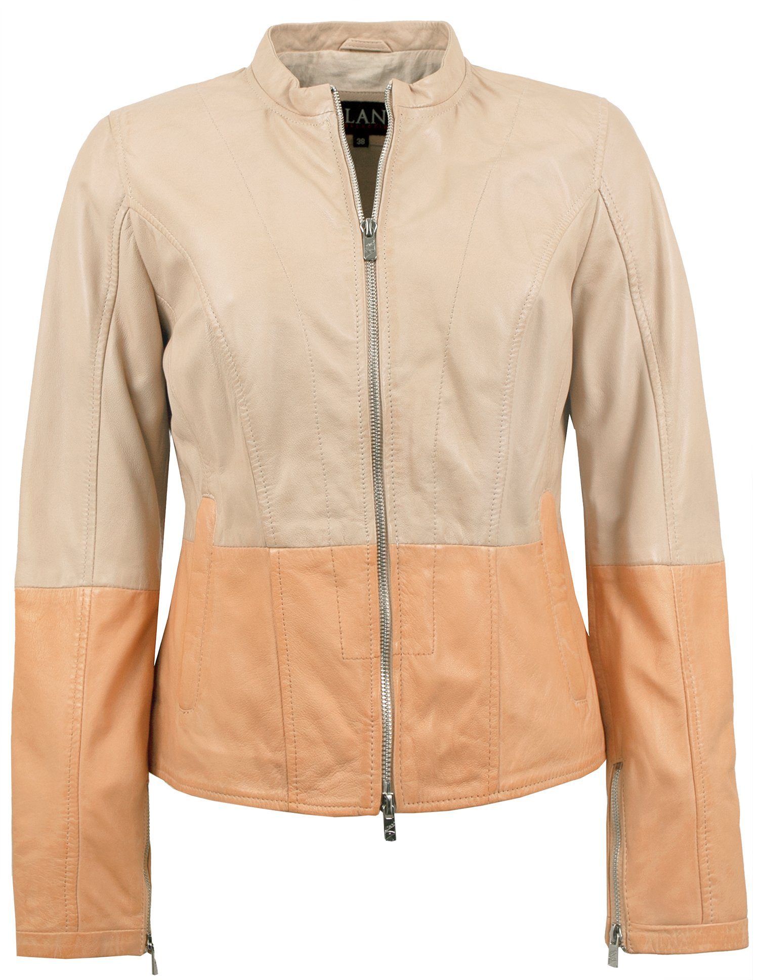 Fotini Damen Echtleder pastell Jilani Lederjacke - Jilani creme/ orange Lederjacke Lammnappa