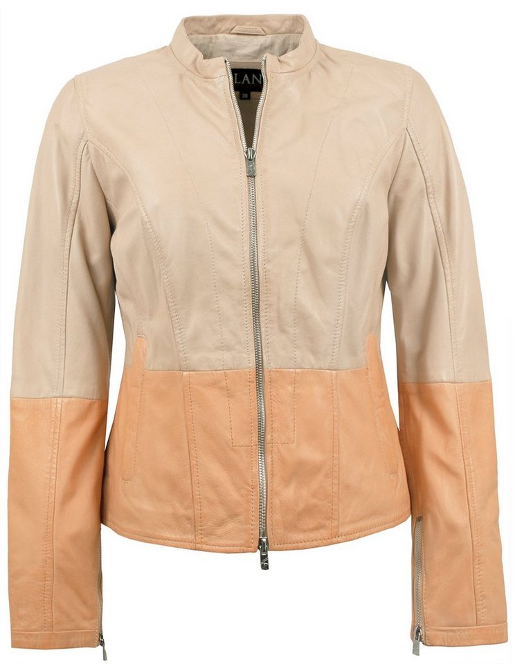 Jilani Lederjacke Fotini Jilani - Damen Lederjacke Echtleder Lammnappa creme/  pastell orange, Jilani - Damen Lederjacke Lammnappa creme/ pastell orange