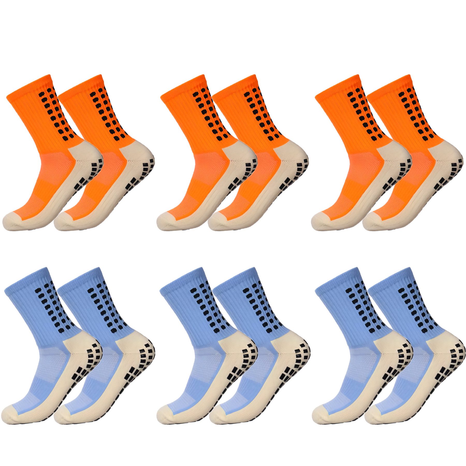 Sportsocken 6 Paare Fußball Socken, 39-46 Fußballsocken Anti Rutsch Grip Fußball