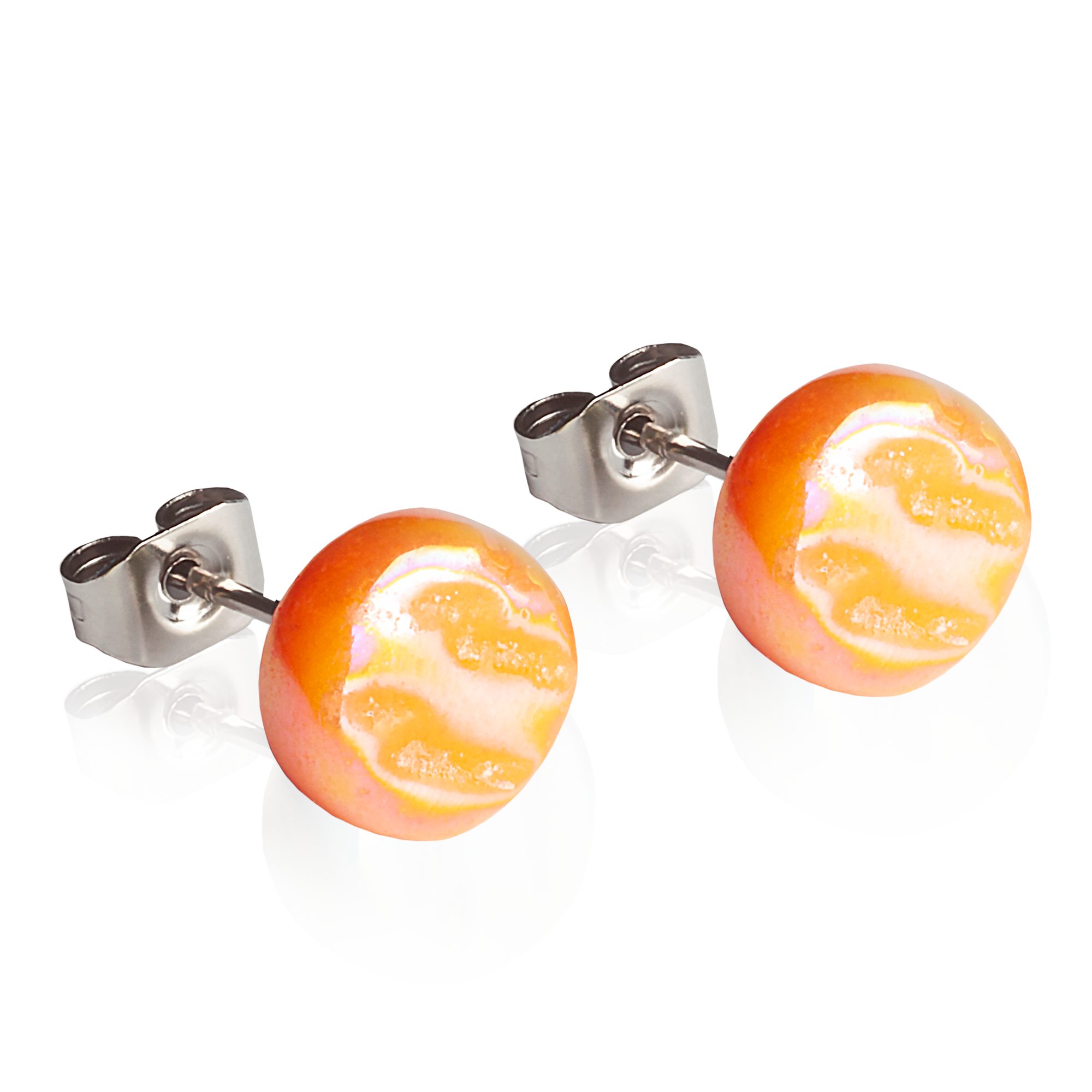 ALEXASCHA Paar Ohrstecker Glasohrstecker in Perlmuttoptik • hypoallergener Edelstahl • ⌀ 8mm