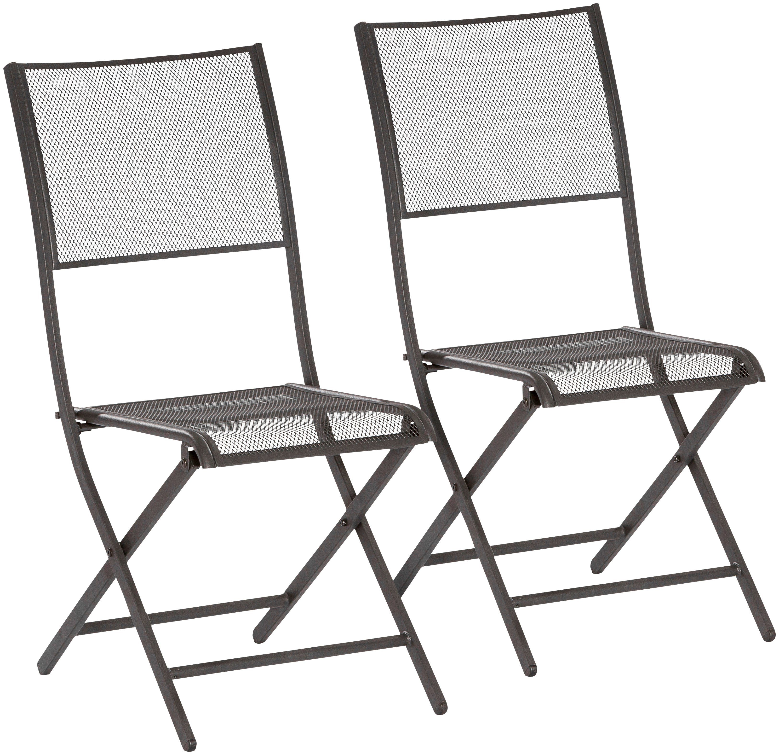MERXX Gartenstuhl Samos (Set, 2 St), 2er Set, stapelbar, Oval-Stahlrohr-Gestell 30x15 mm, schwarz