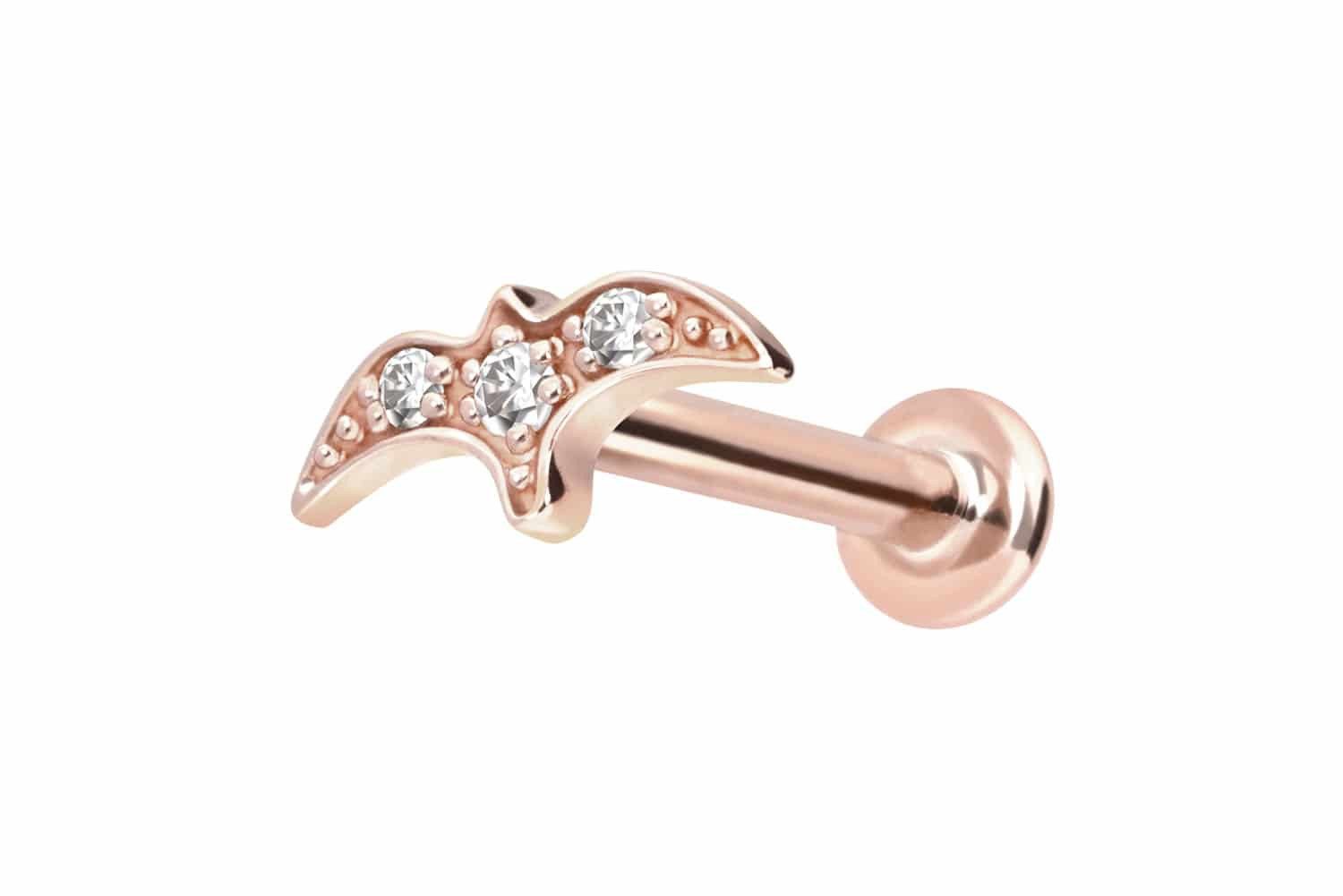 PIERCINGLINE Piercing-Set 14 Karat Gold Labret mit Push Fit MOISSANIT-SCHWALBE (Labrets, 1-tlg)