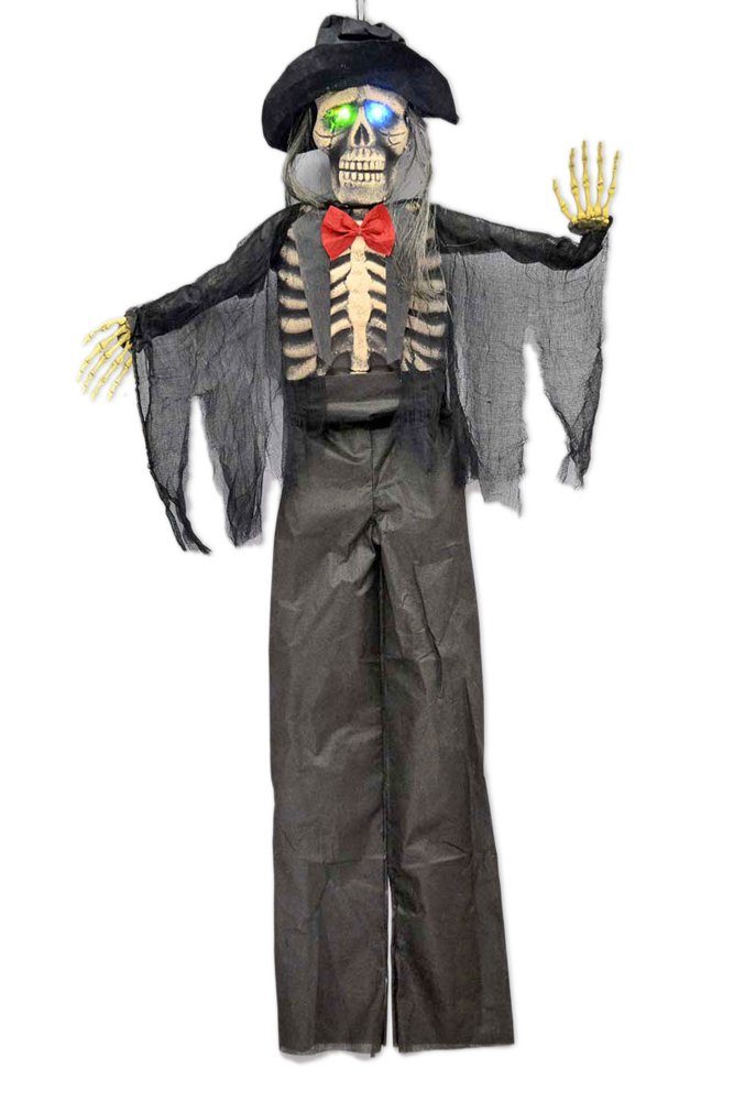 Das Kostümland Dekofigur Horror Bräutigam Hängefigur mit leuchtenden Augen - 150 cm, Halloween Party Dekoration