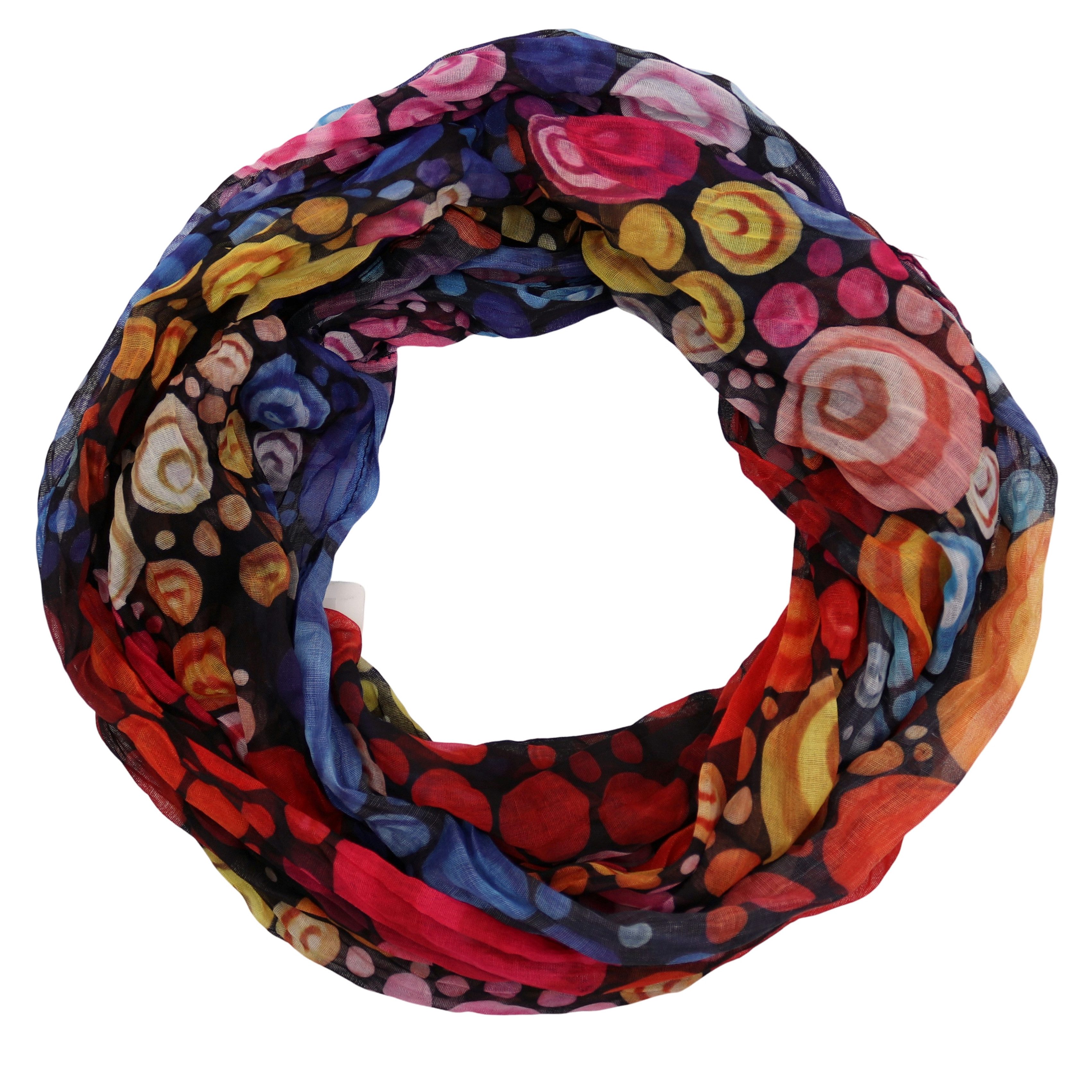 MIRROSI Loop Damen Schal mit Kreis-Muster Weich, Schlauchschal, (zweimal um den Hals wickelbar, ca.45x75cm), Damen Halstuch ideal für Frühling, Sommer oder Herbst