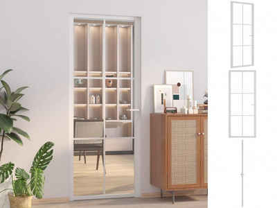 vidaXL Zimmertür Innentür 83x201,5 cm Weiß ESG-Glas und Aluminium Zimmertür Glastür