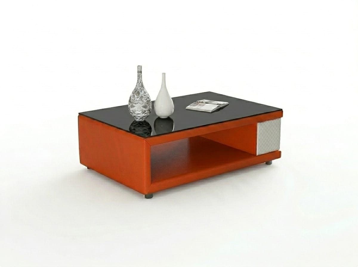Xlmoebel Stehtisch Moderner Wohnzimmertisch in Orange aus Kunstleder, Made in Europa