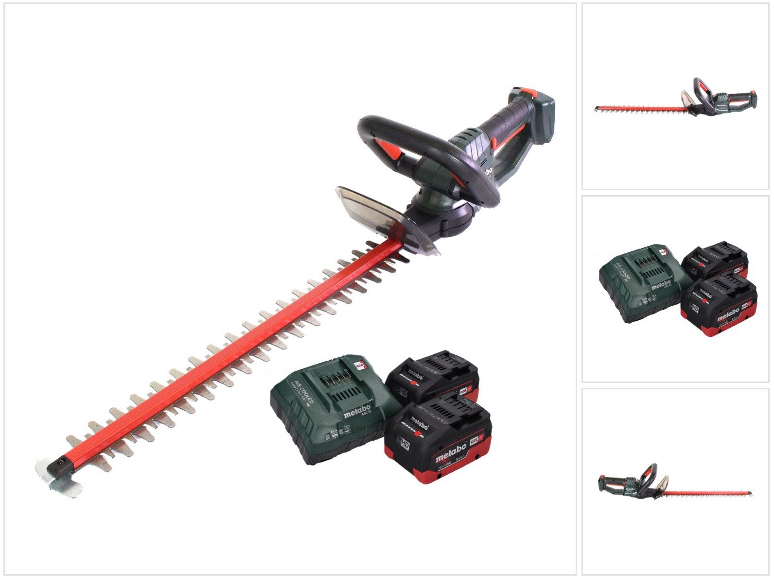 metabo Akku-Heckenschere HS 18 LTX 45 Akku Heckenschere 18 V 43 cm + 2x Akku 8,0 Ah + Ladegerä