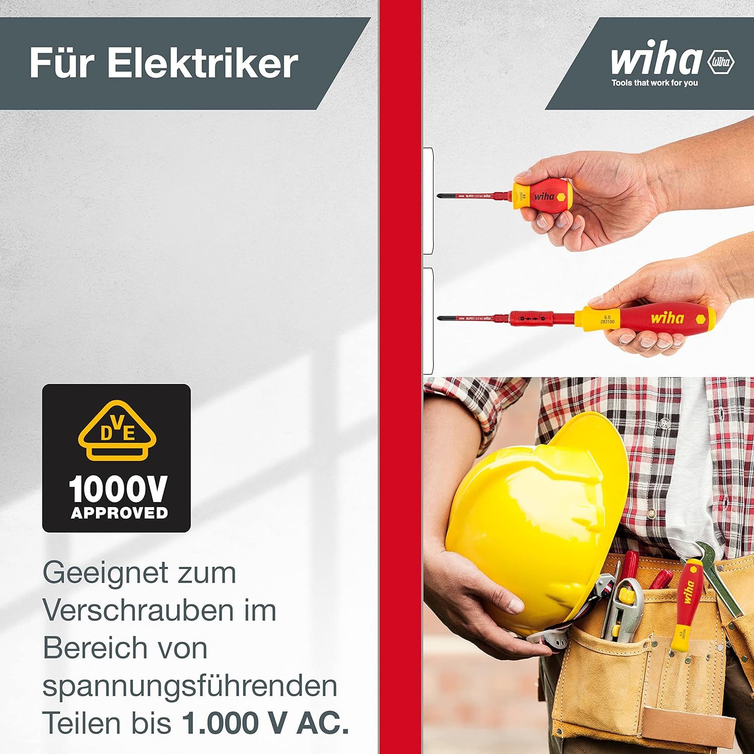 Wiha Schraubendreher slimVario (41232) - 10 tlg., Schlitz, Kreuzschlitz, VDE, Elektriker