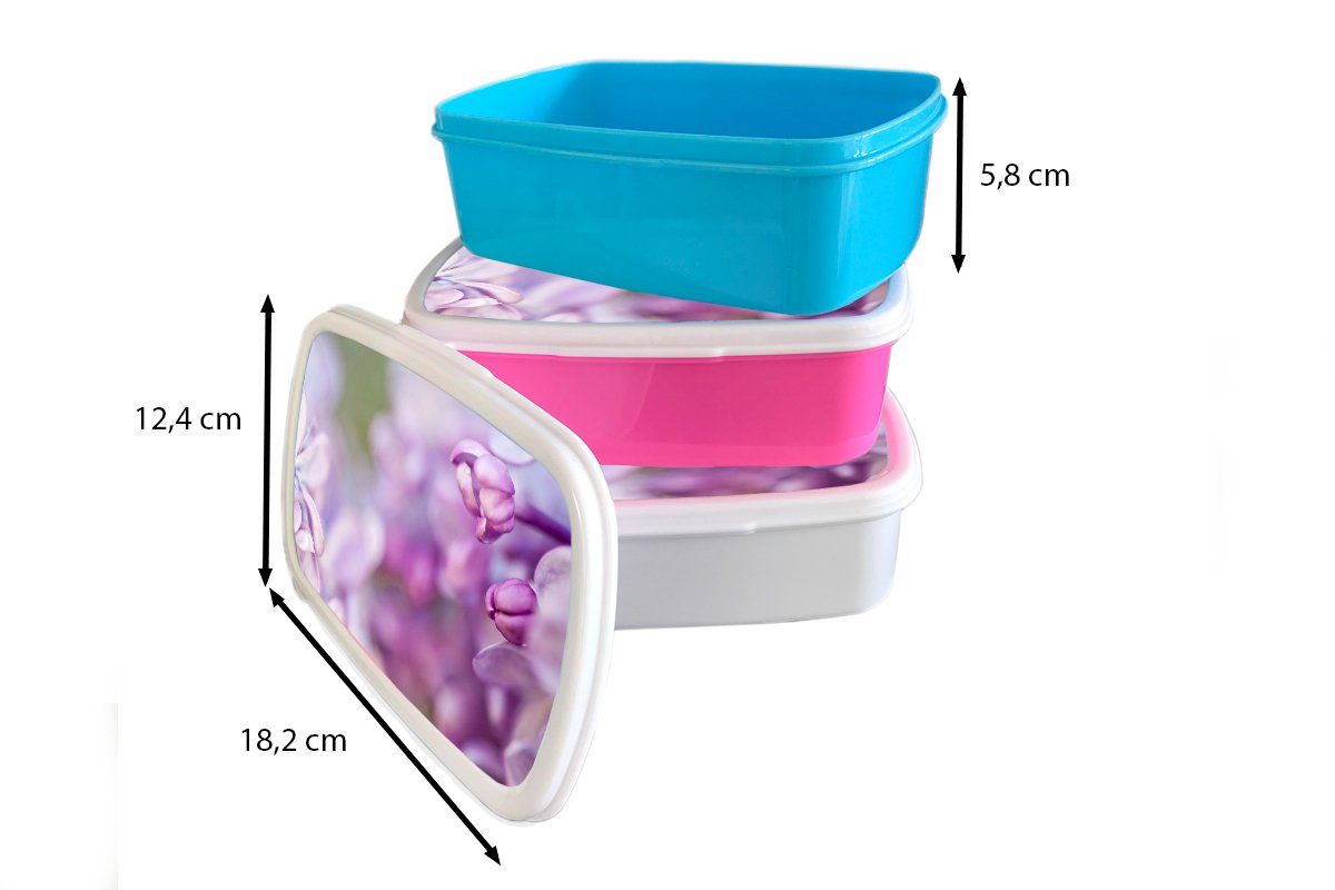 MuchoWow Lunchbox Nahaufnahme eines lila Mädchen, Kinder, Brotbox (2-tlg), rosa Kunststoff Erwachsene, Lavendels, Snackbox, für Brotdose Kunststoff