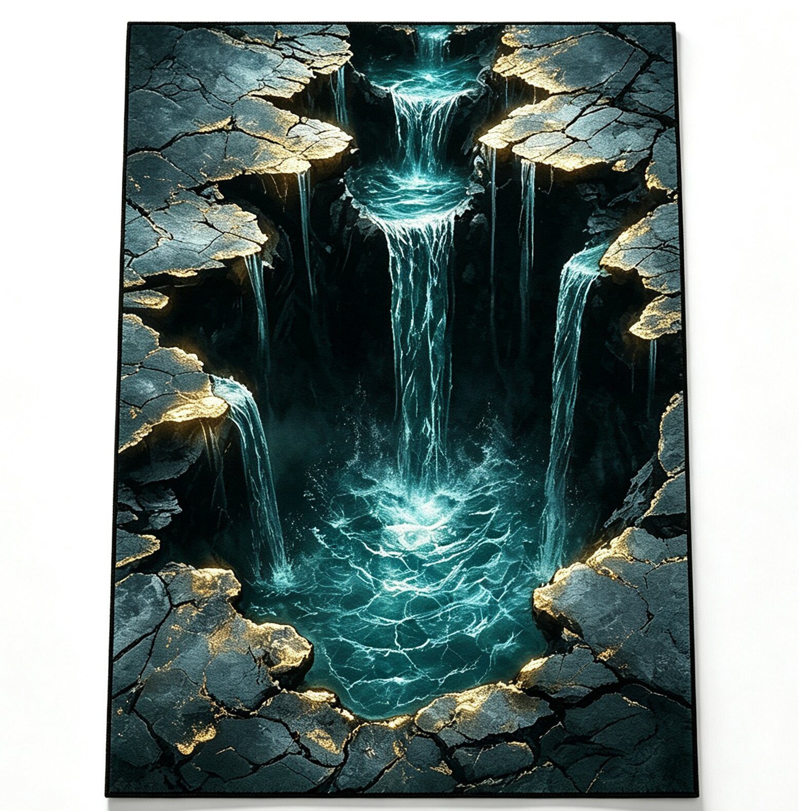 Jumpeak Teppich 3D-Optik-Teppiche, Wasserfall-Motive, rutschfeste Kurzflor-Teppiche, Rechteck, Höhe: 5 mm, Rectangular, 5mm dick, faux cashmere, indoor rug, machine-washable rug
