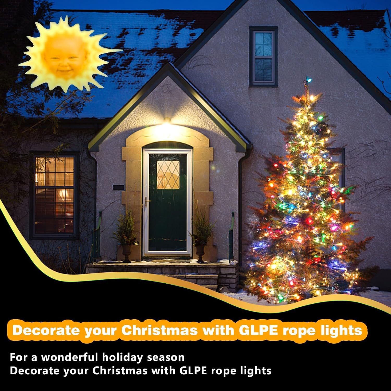 GLPE LED Solarleuchte Solar Lichterkette 20 m 200 LED RGB Garten Außen IP65, LED fest integriert, Mehrfarbig (RGB), RGB 8 Modi Fernbedienung IP65 Solar 200 LED  – Bild 5 von 5