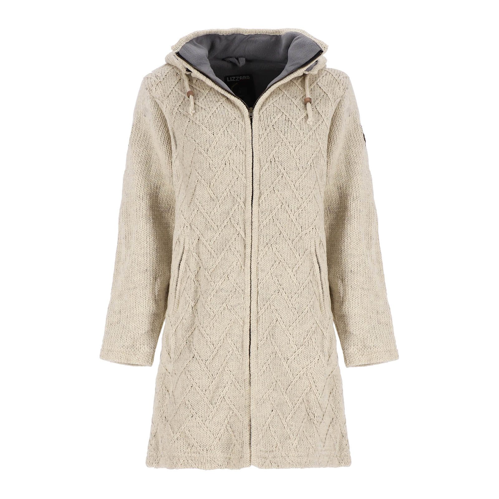 Lizzard Sports Wolljacke 505030 Damen Wollmantel mit abnehmbarer Kapuze - Lange Jacke aus Wolle