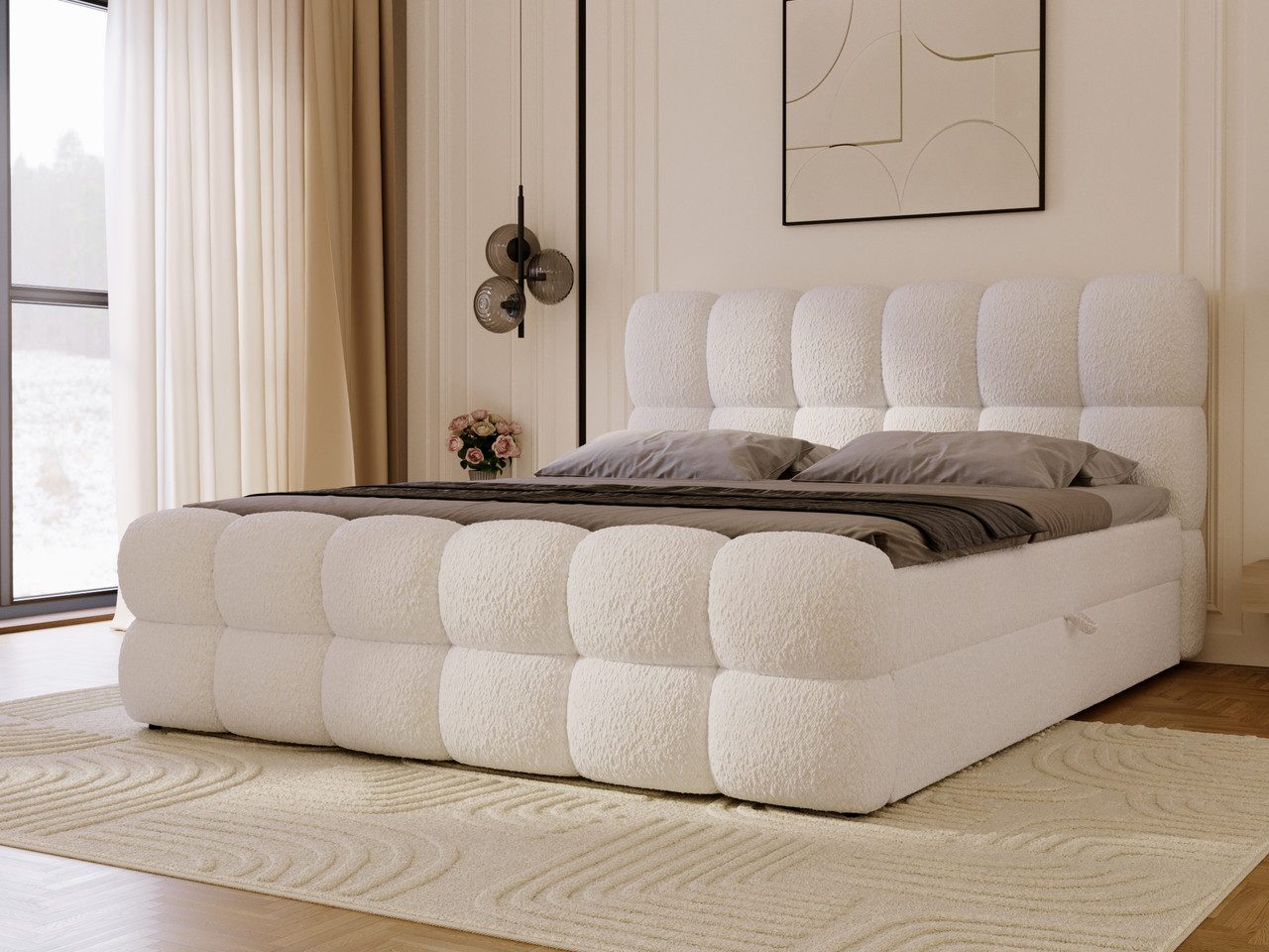 GrainGold Boxspringbett Modo (Set, Boxspringbett, Bettkästen, Topper), mit zwei Bettkästen und Topper, Bonell-Matratze