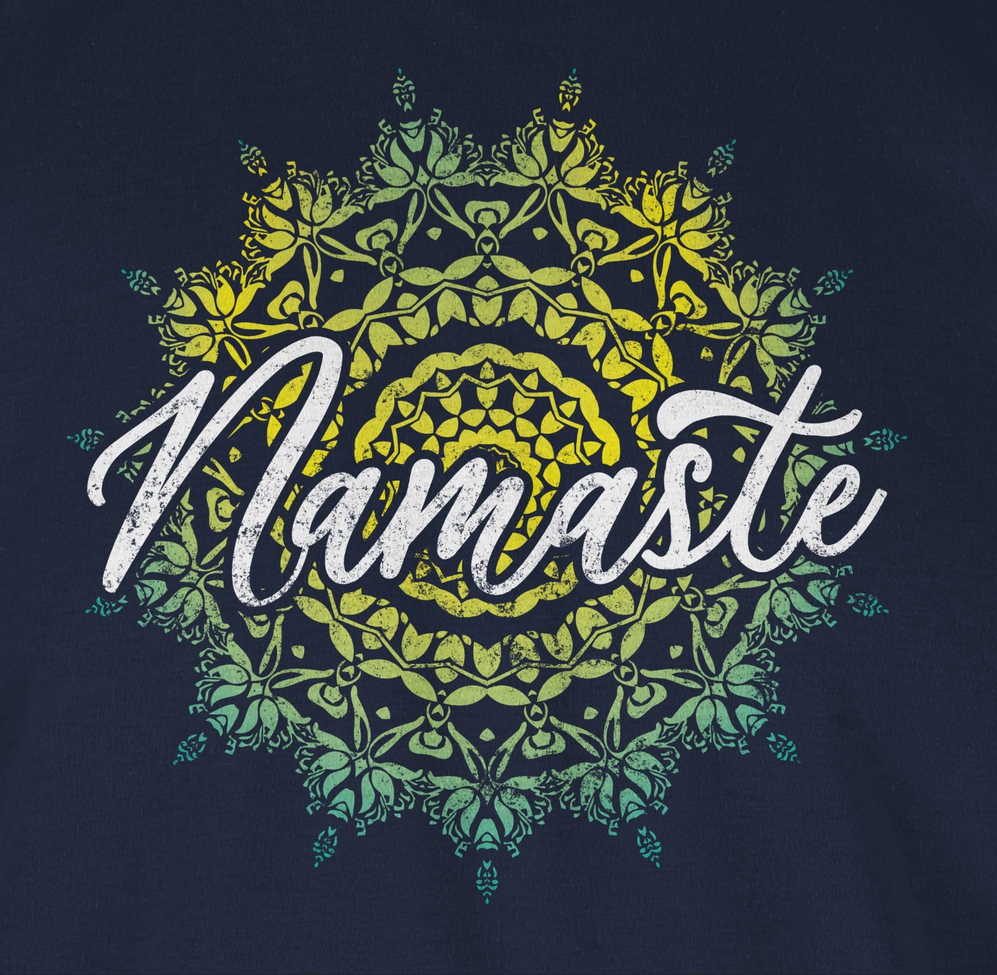 Blau Navy T-Shirt Geschenk Vintage und Shirtracer Wellness Yoga 02 Namaste