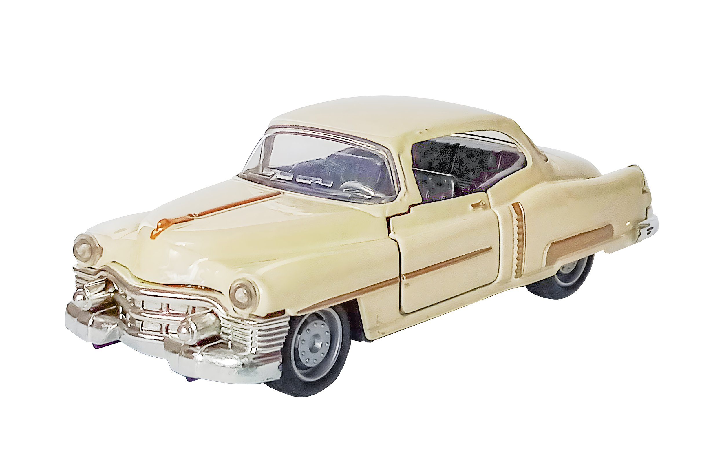 Welly Modellauto Retro Auto Modell mit Rückzug 1:38 Modellauto Metall 50 (Creme), Spielzeugauto