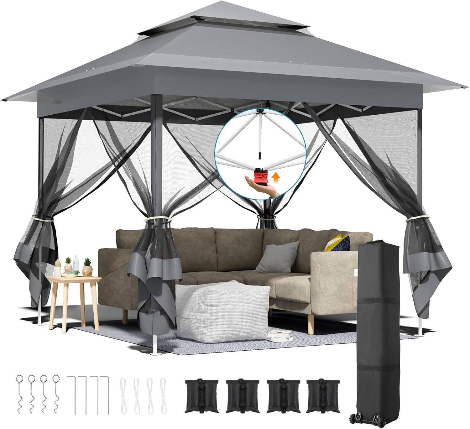 TLGREEN Faltpavillon 3,3x3,3 mit 4 Moskitonetz günstig online kaufen