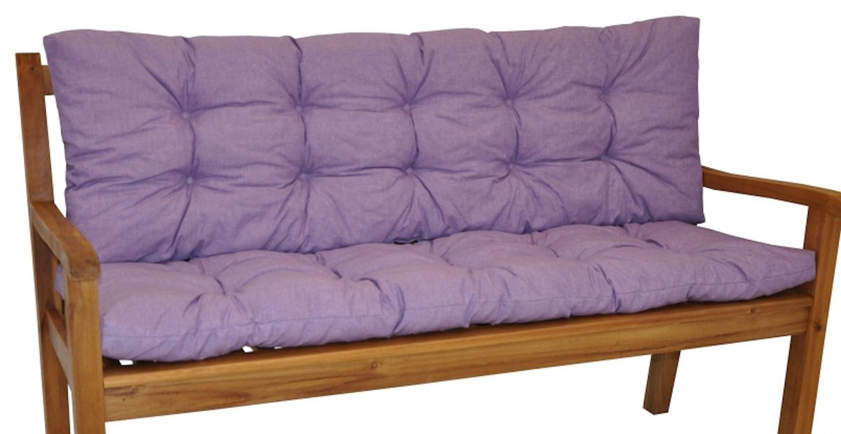 Rattani Bankauflage Kissen / Polster für Gartenbank / Bankkissen 120 cm violett, 2 teiliges Set Sitz und Rückenkissen