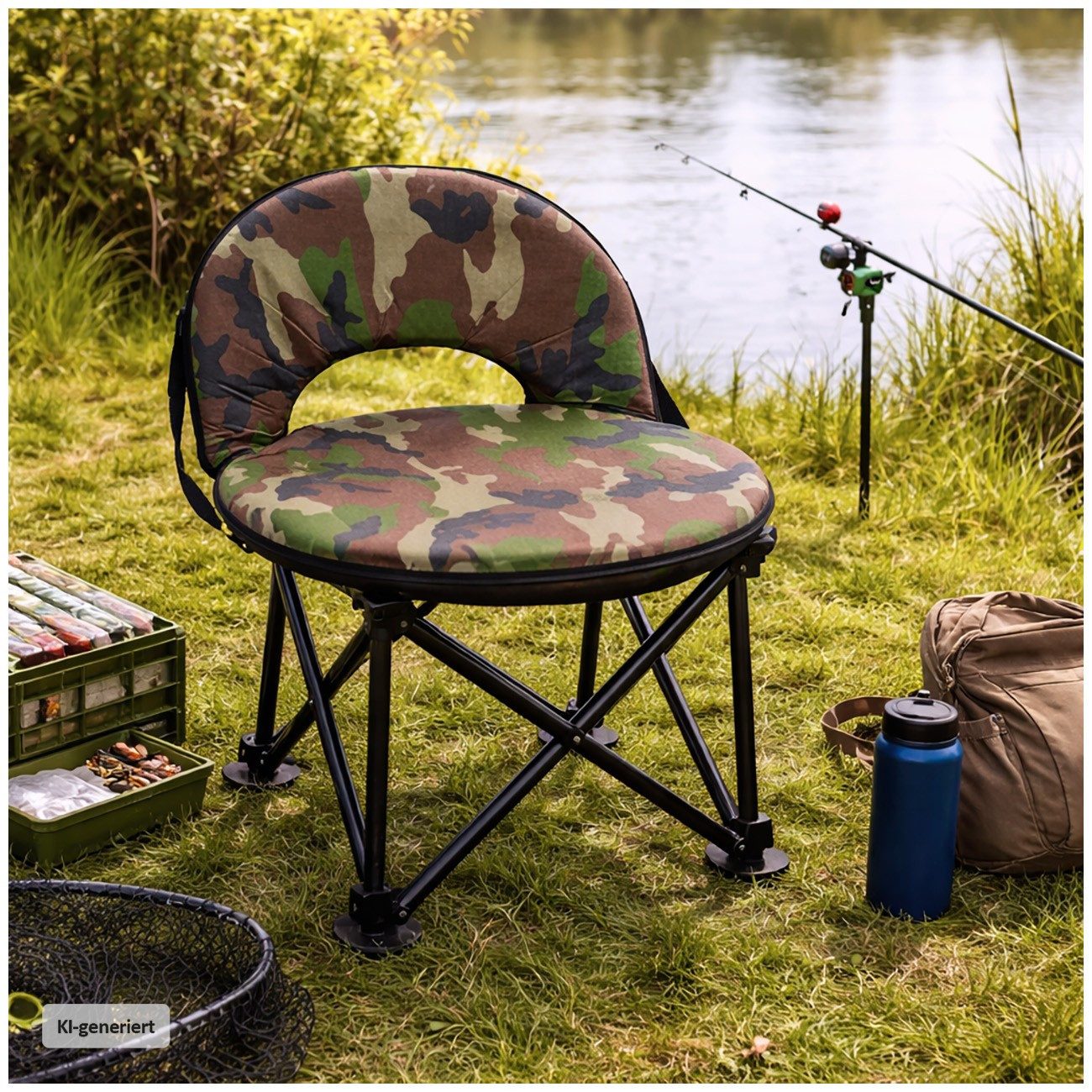 HTI-Living Relaxsessel Bodenstuhl Camouflage klappbar mit verstellbarer Rückenlehne (1 Stück) – Bild 3 von 5