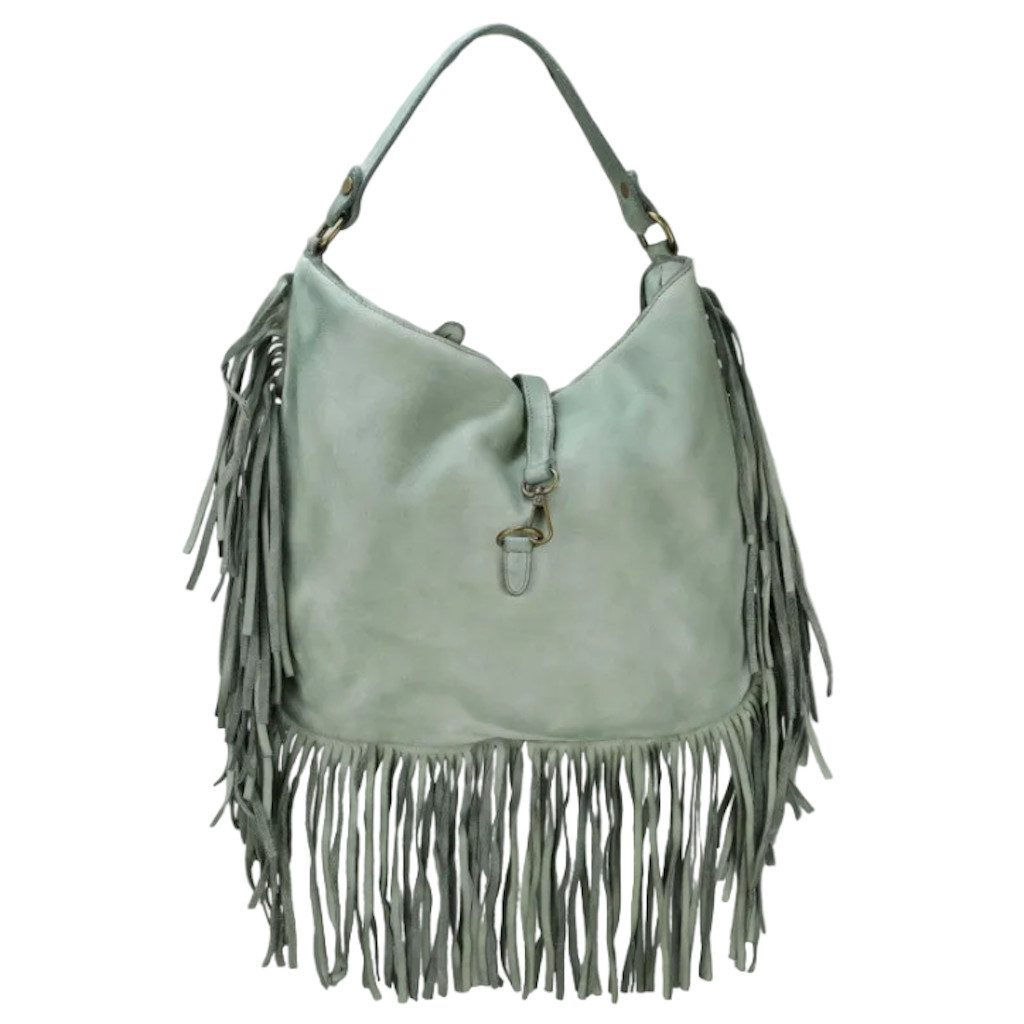 BZNA Schultertasche Napoli Designer Damen Handtasche Ledertasche Shopper, mit Fransen