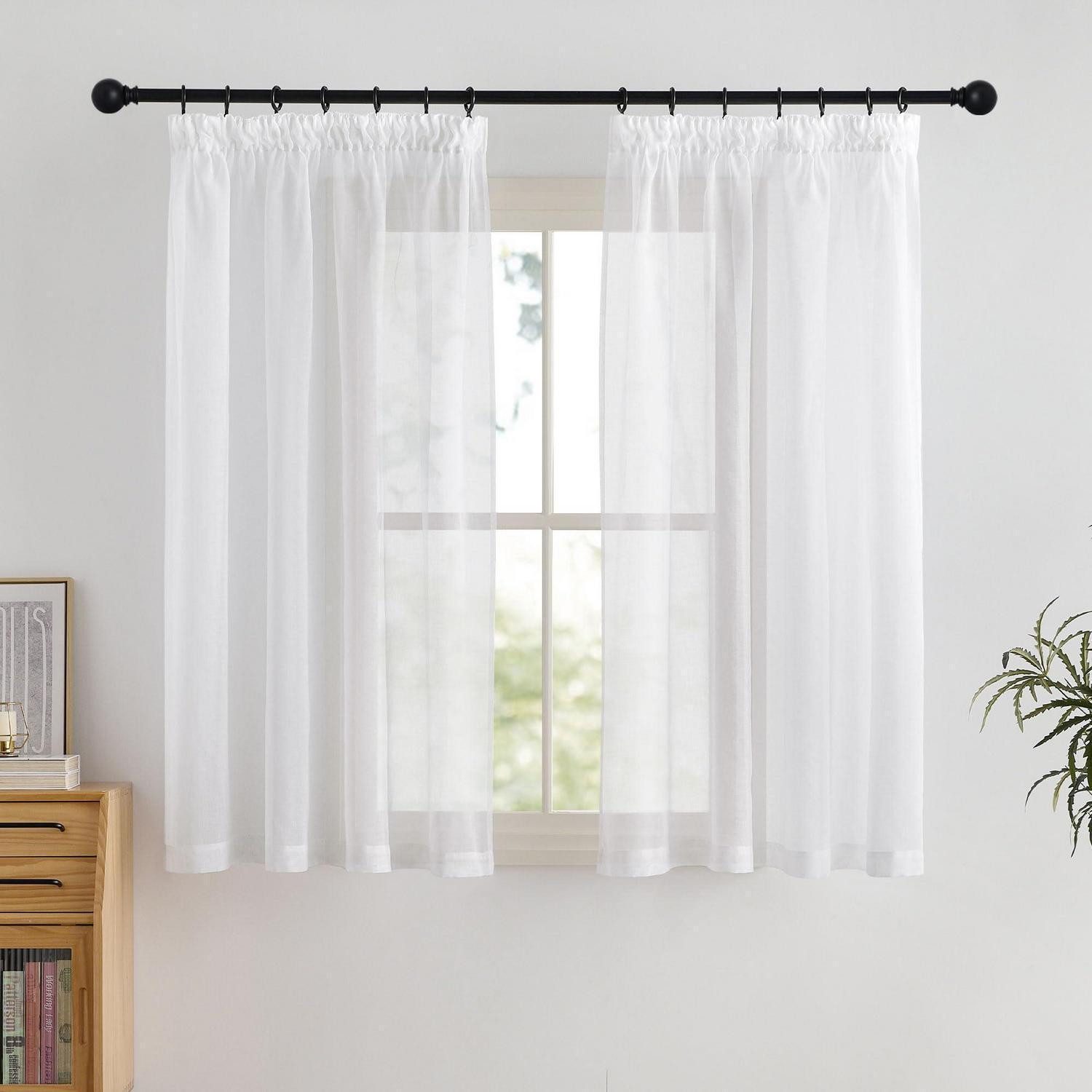 LuxusKollektion Vorhang Vorhang Voile Weiß Transparent 2er Pack H137xB140cm (2 St), Voile