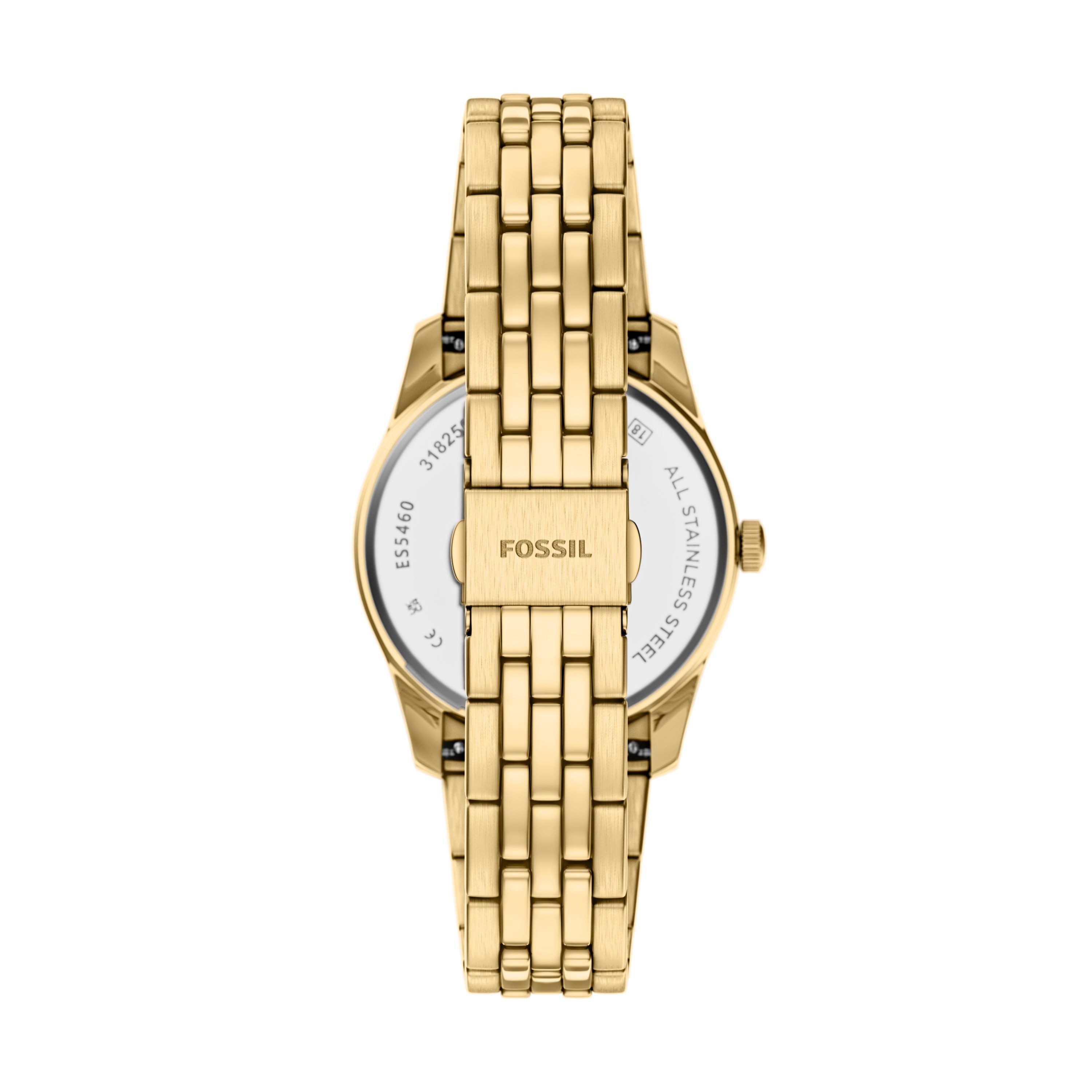 Fossil Quarzuhr Scarlette ES5460, Armbanduhr, Damenuhr, Edelstahlarmband, analog, Tag, Wochentag