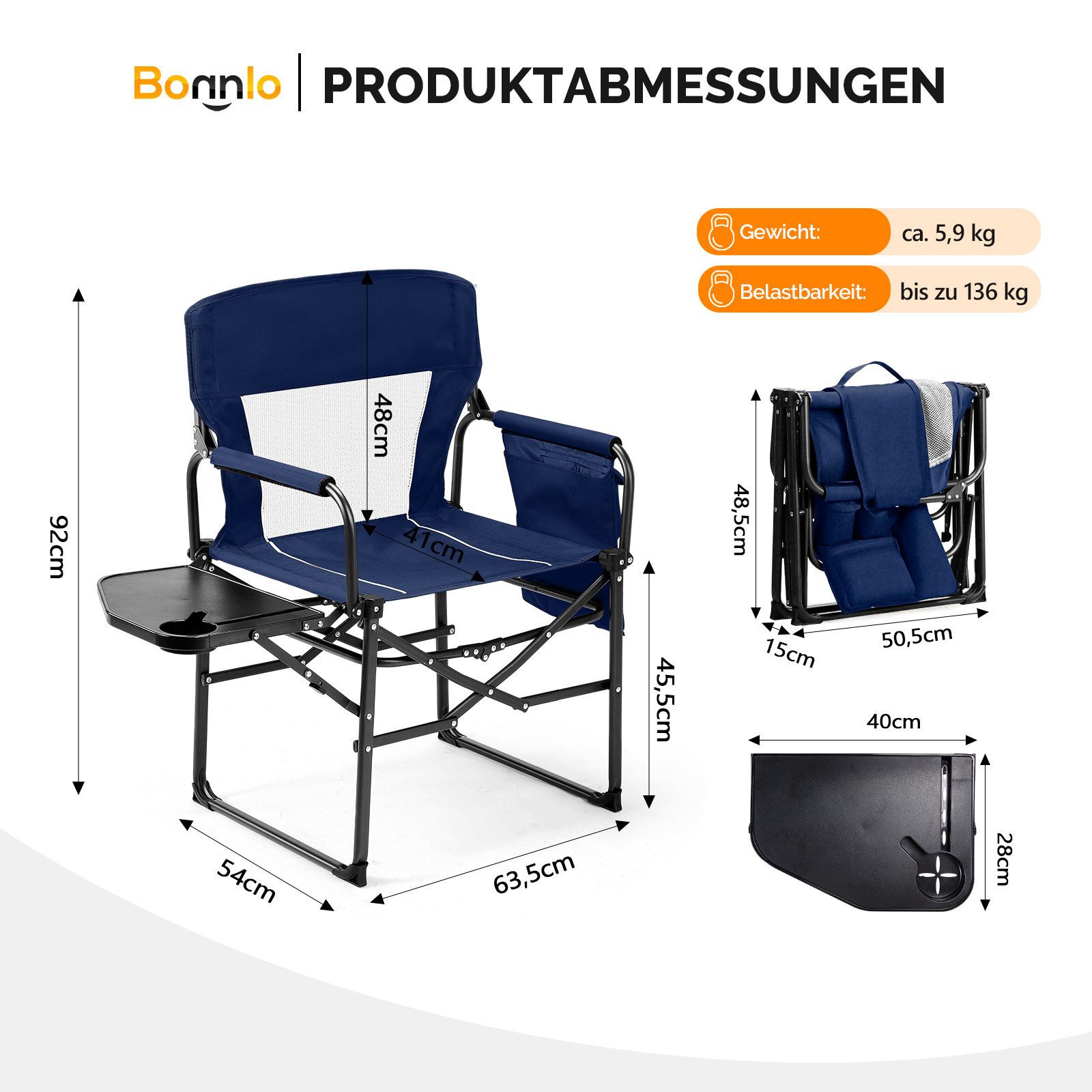 VINGLI Campingstuhl faltbar – Strandstuhl, Klappstuhl leicht mit Getränkeha günstig online kaufen