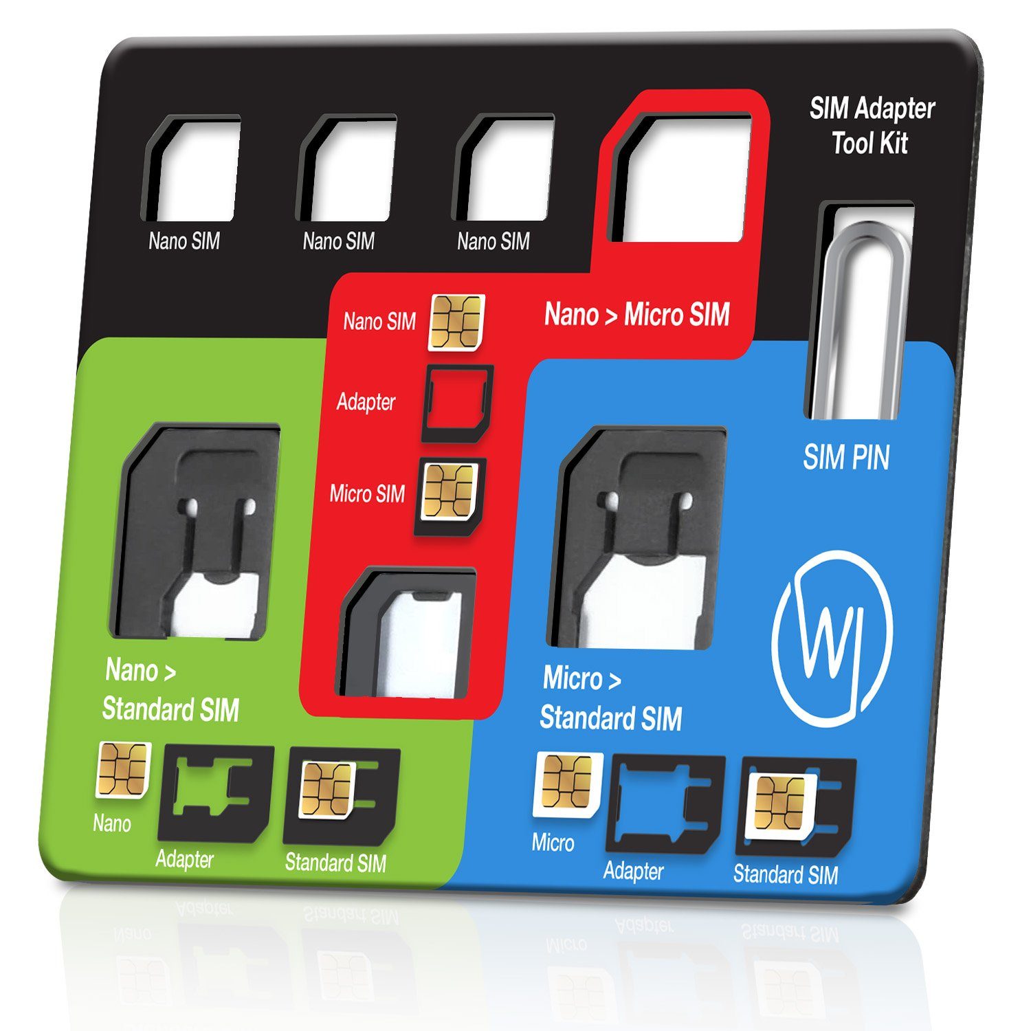 Wicked Chili 8in1 Multi Sim Card Tool Gelbeutel Karten Halter Smartphone-Adapter N/A zu Nano, Micro, Standard