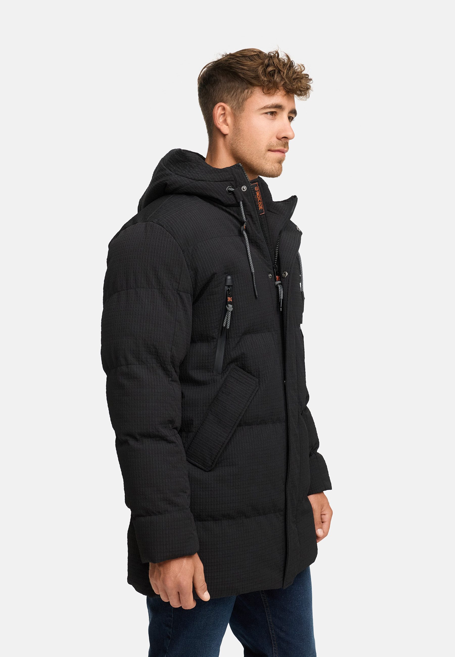 Indicode Wintermantel Herren INLondoy Jacke Winter Herrenjacke Parka mit markanter Struktur und Kapuze