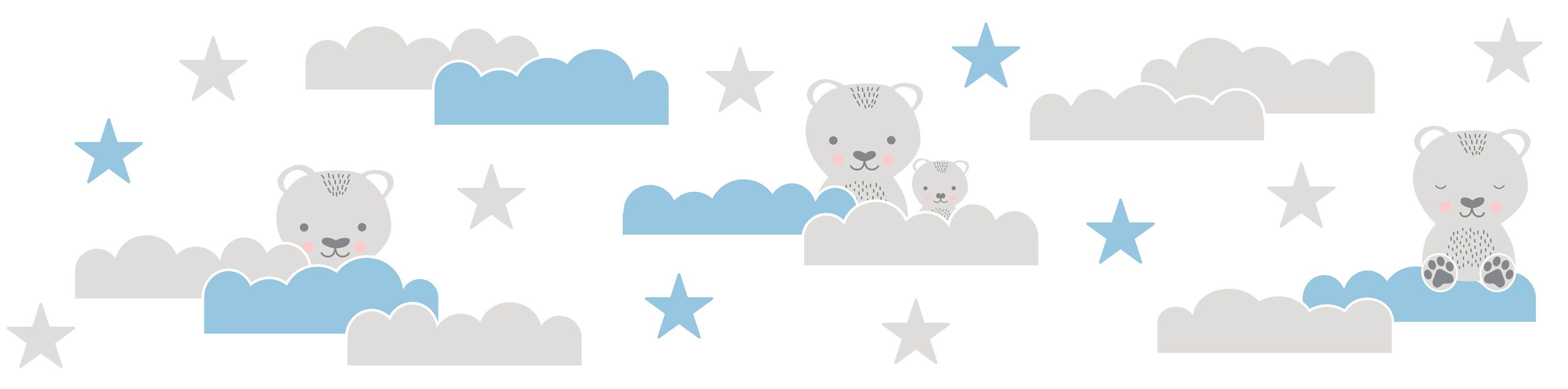 A.S. Création Bordüre Dreamy Bears, glatt, Kinderzimmertapete Tapete Rot Blau Schwarz für Baby- und Kinderzimmer