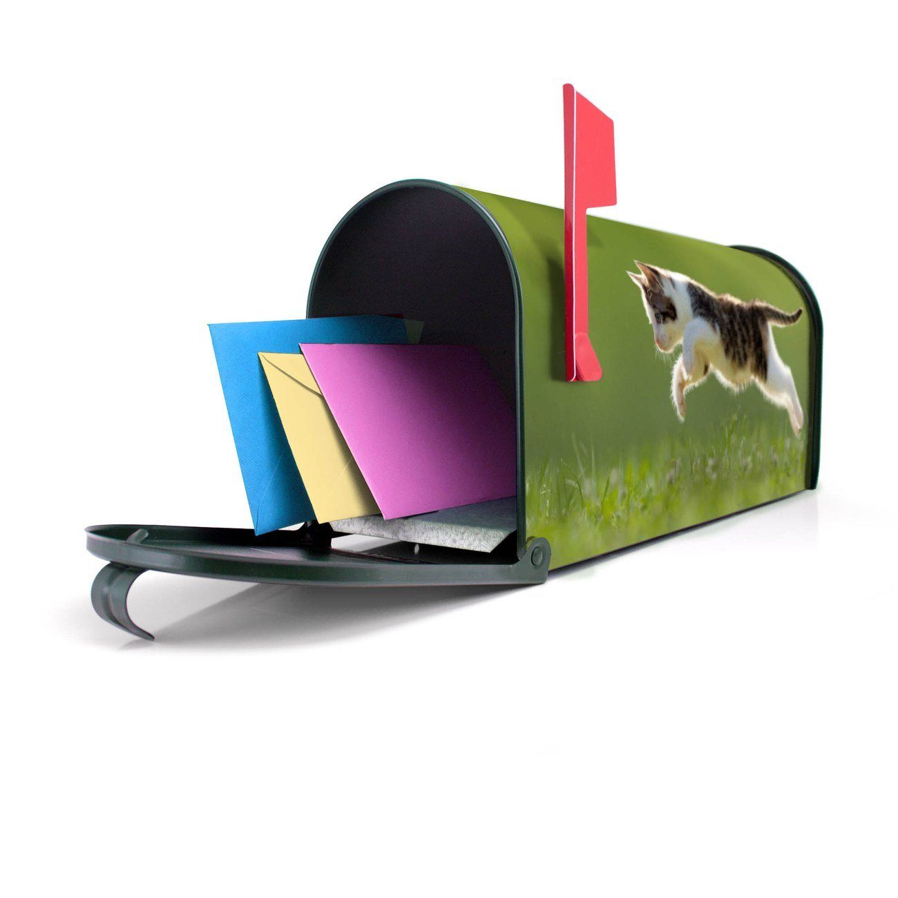 Briefkasten, original (Amerikanischer Katze 17 x x Jagende Mississippi cm grün 51 Amerikanischer aus Mailbox banjado Briefkasten 22 USA),