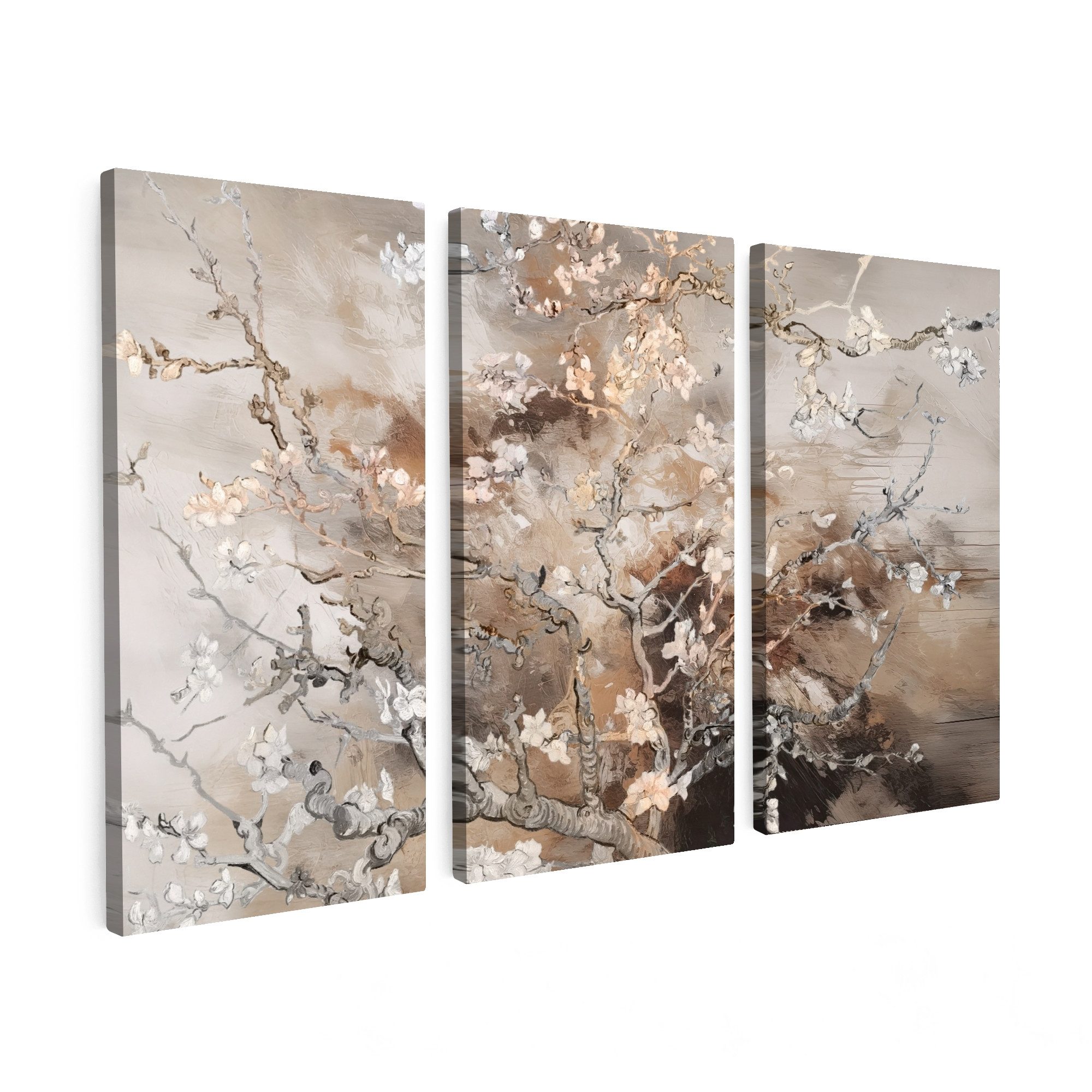 MuchoWow Leinwandbild Mandelblüte - Abstrakt - Beige, Fotodruck (3 St), Wan günstig online kaufen