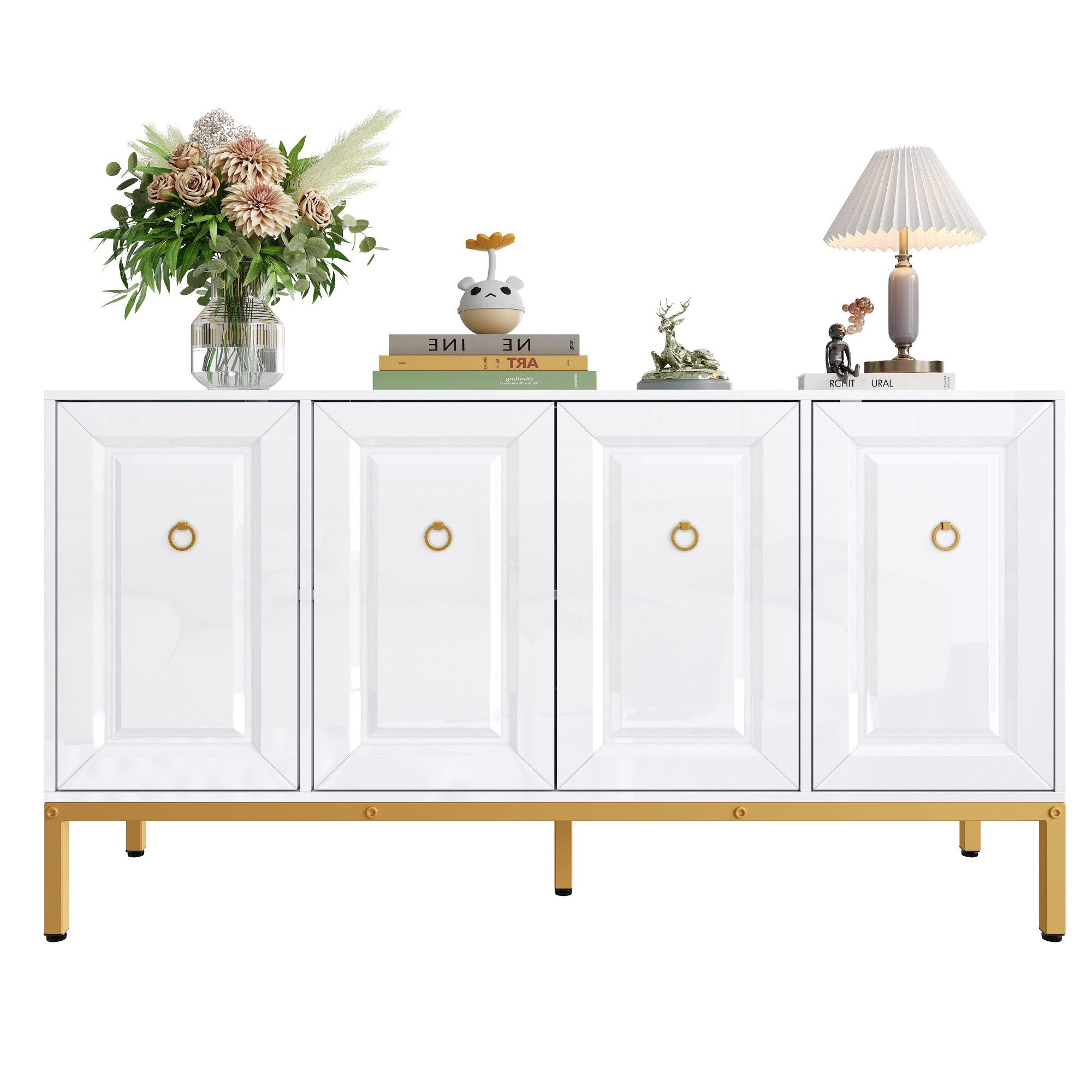 Fine Life Pro Sideboard 130 cm bogenförmiger Rattan-Eckschrank, Rattan-Aufbewahrungsschrank