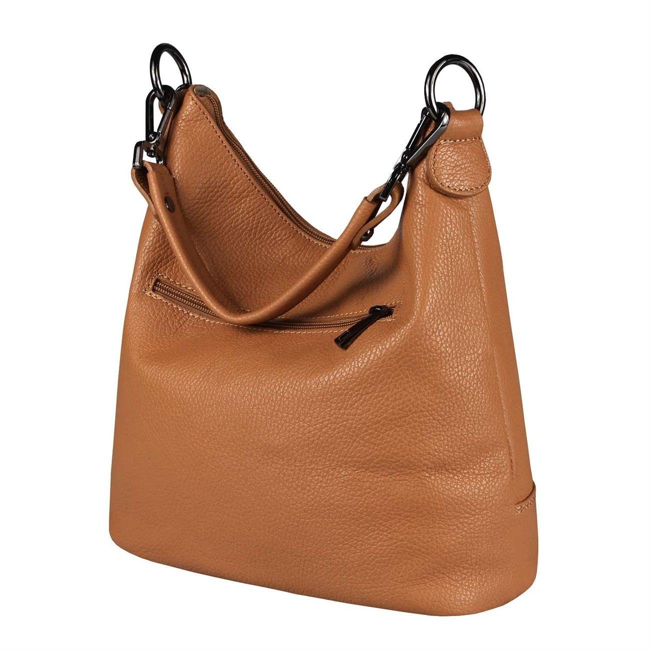 ITALYSHOP24 Schultertasche Made in Italy Damen Leder Tasche Shopper Umhängetasche Crossbody Bag, 5* LEICHT SICHER SMART MODERN & EDEL CITY HOBO BAG unterm Arm tragbar