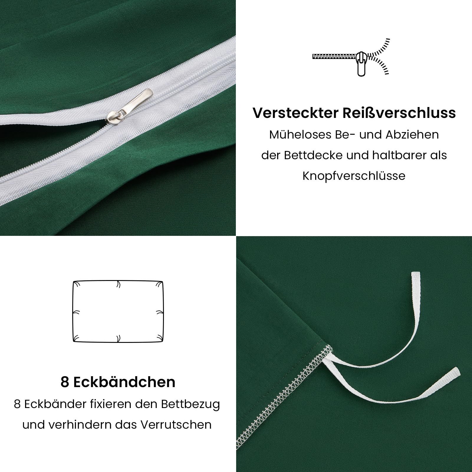 Topfinel Bettwäsche 135 x 200 baumwolle weich hautfreundlich Allergiker Baby ganzjährig, Baumwolle, 3 teilig, bettwäsche-sets 240 X 220 mit reißverschluss Dunke – Bild 4 von 5