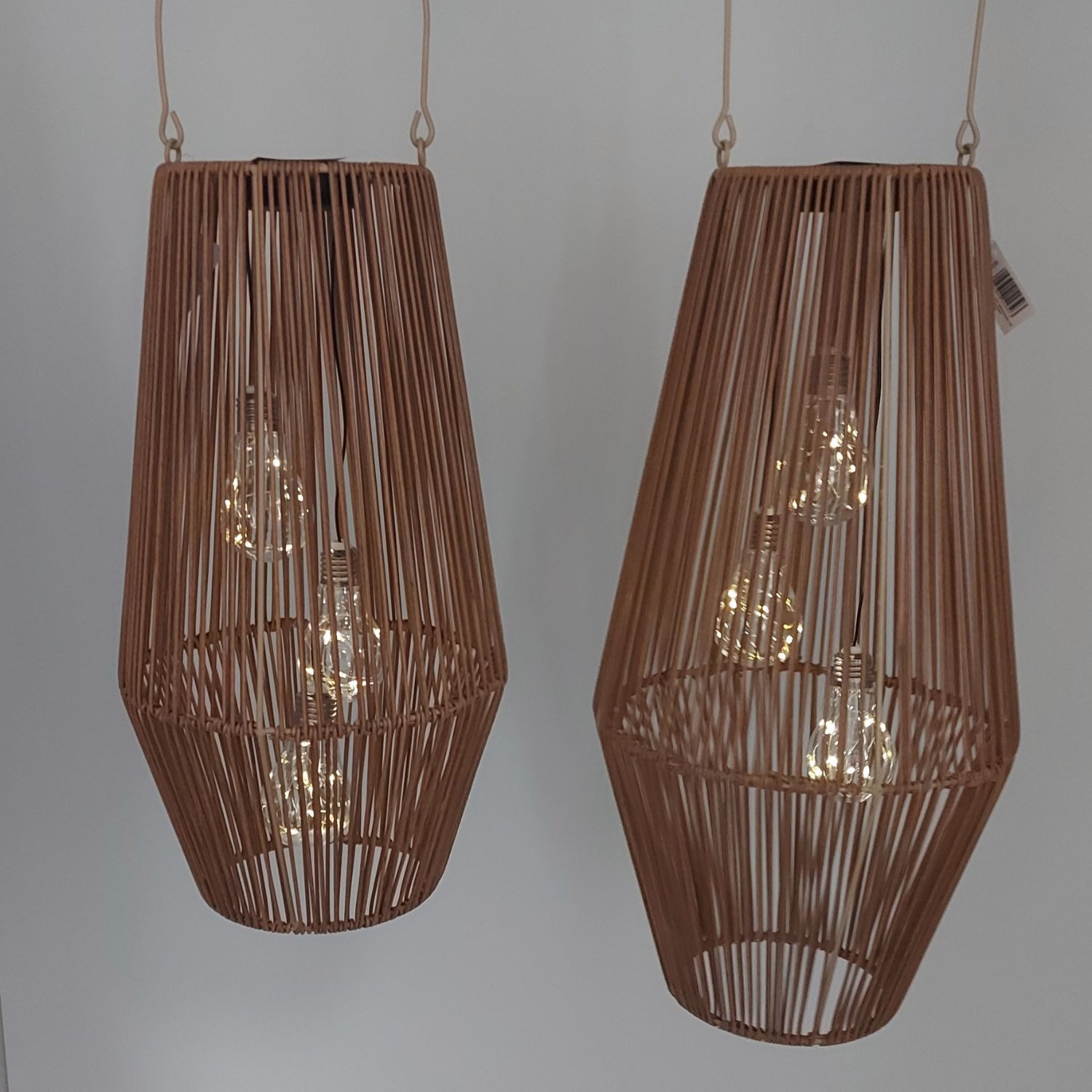 formano LED Tischleuchte Rattan-Optik, LED, Solarbetrieben, Braun, Bänder, H: 45cm