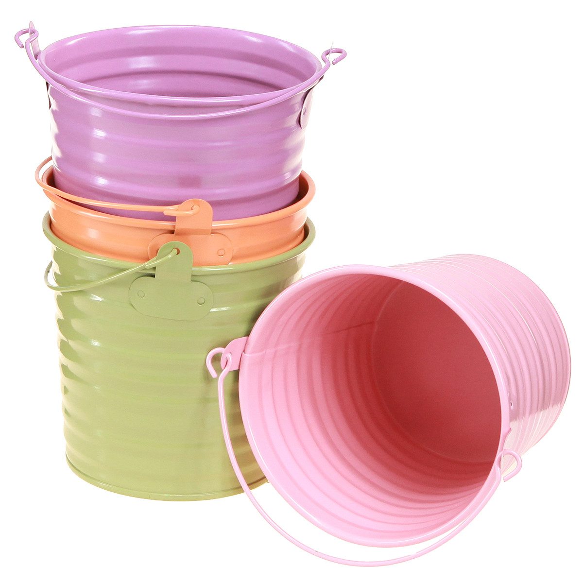 Viana Übertopf Deko Metall-Eimer Pflanztopf, 4 Farben, 11cm, 8x Set, 8 Stück