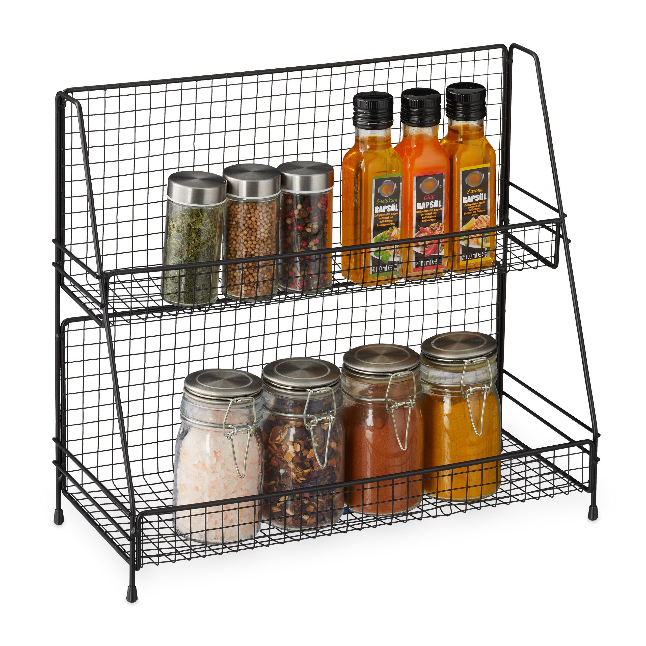 relaxdays Gewürzregal Metall Schwarz günstig online kaufen