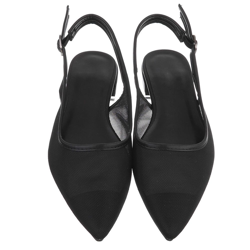 Ital-Design Elegante Sling-Pumps mit atmungsaktivem Obermaterial und Blockabsatz Schnürpumps (91512355) Blockabsatz Schnür- & Riemchenpumps in Schwarz – Bild 4 von 5