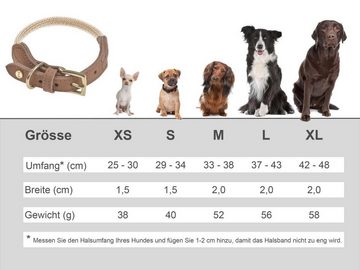 Denjo Dogs Hunde-Halsband Torekov, Leder und Nylon, Halsband, fellschonende Messingschnalle, Leder, Nylon, Premium