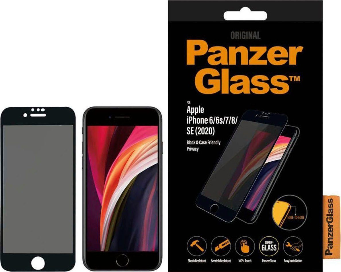 PanzerGlass Displayschutzglas Privacy Case Friendly iPhone 6/7/8/SE (2020) für Apple iPhone 6/6s/7/8/SE (2020)